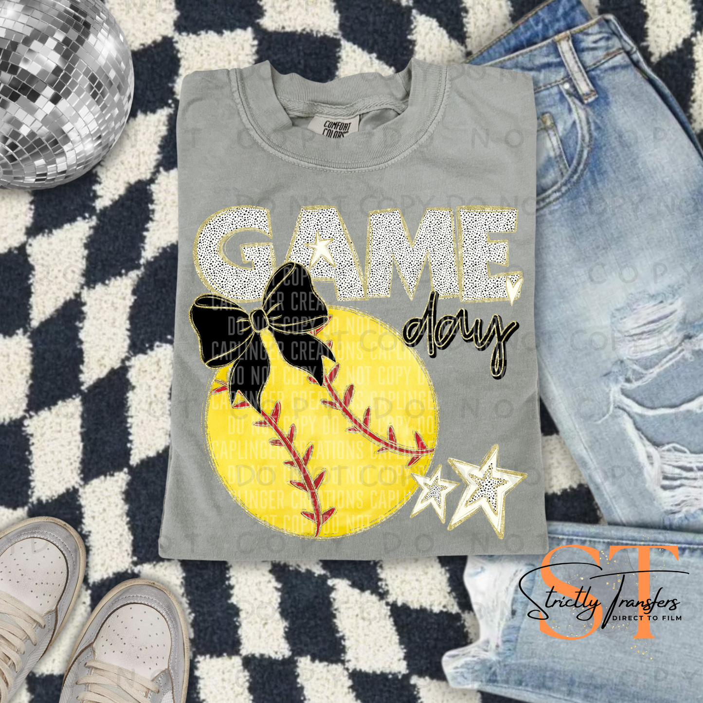 Game Day Softball- multiple color options Direct to Film Transfers