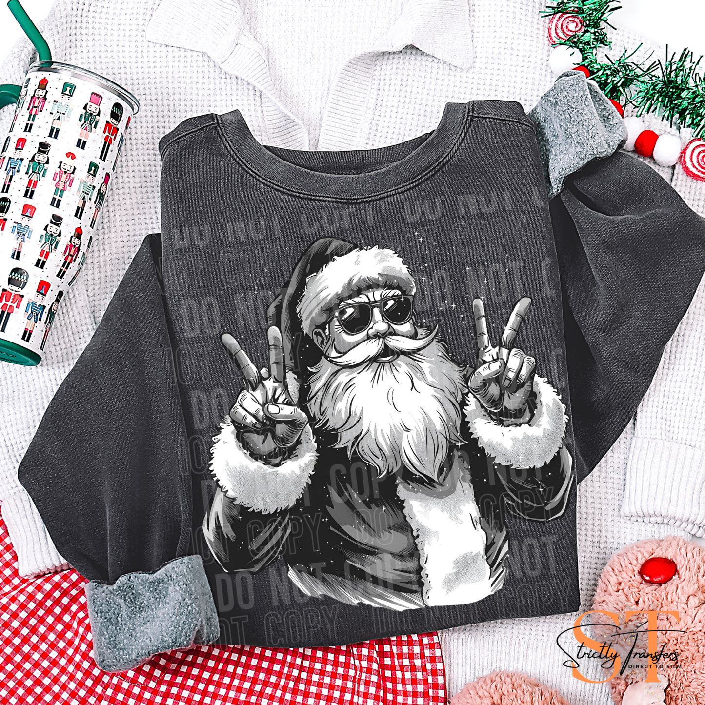 Santa Peace Signs Direct to Film Transfers