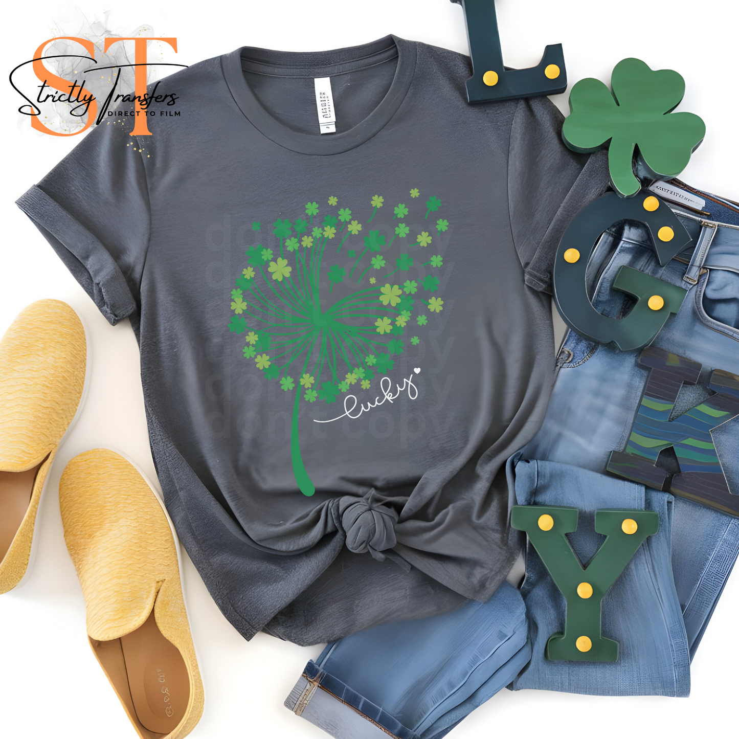 St. Patrick's Day Blowing Shamrock Direct to Film Transfers