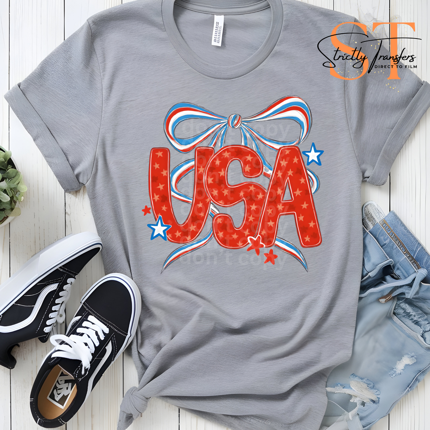 Red USA with Coquette Bow Direct to Film Transfers
