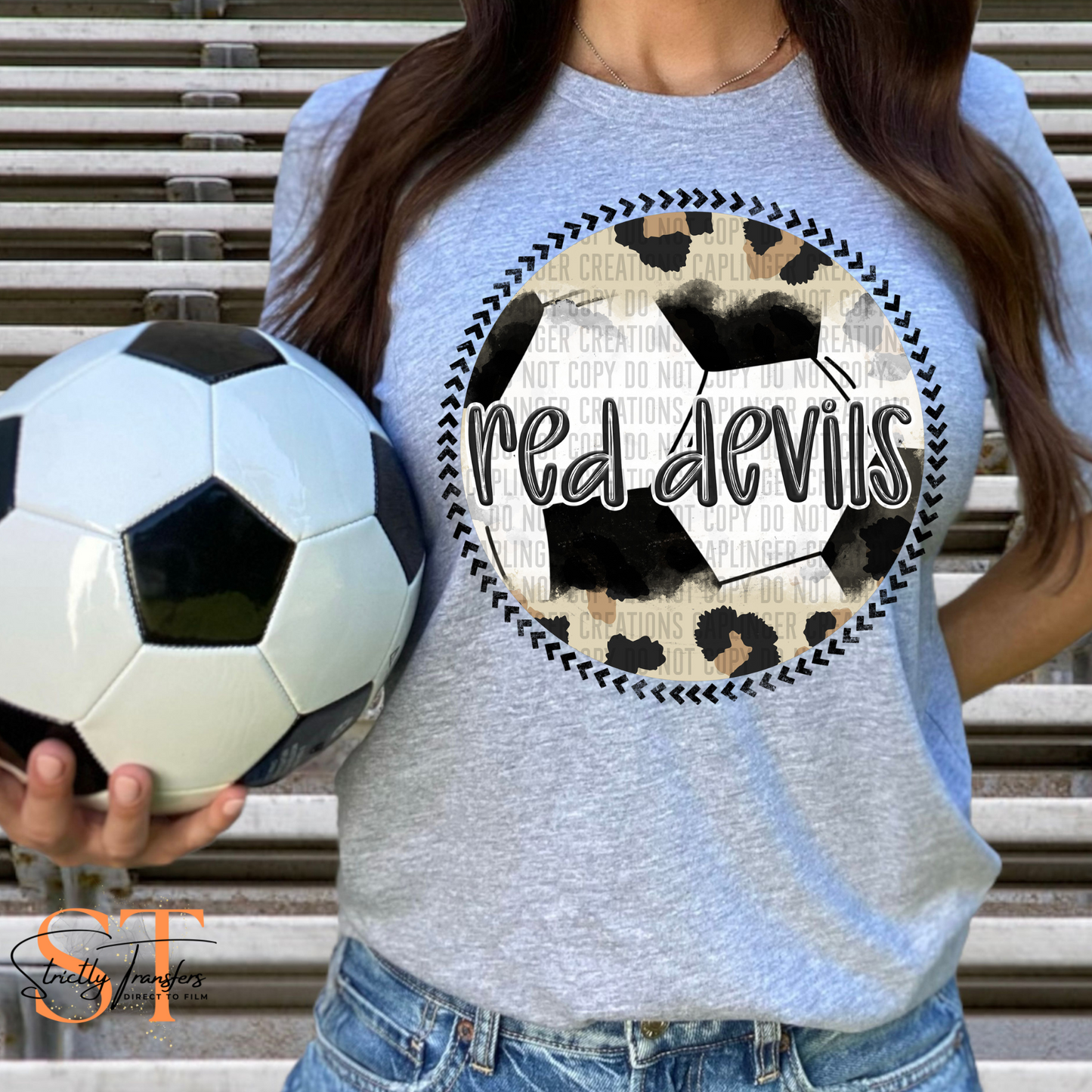 Red Devils Leopard Soccer Direct to Film Transfers