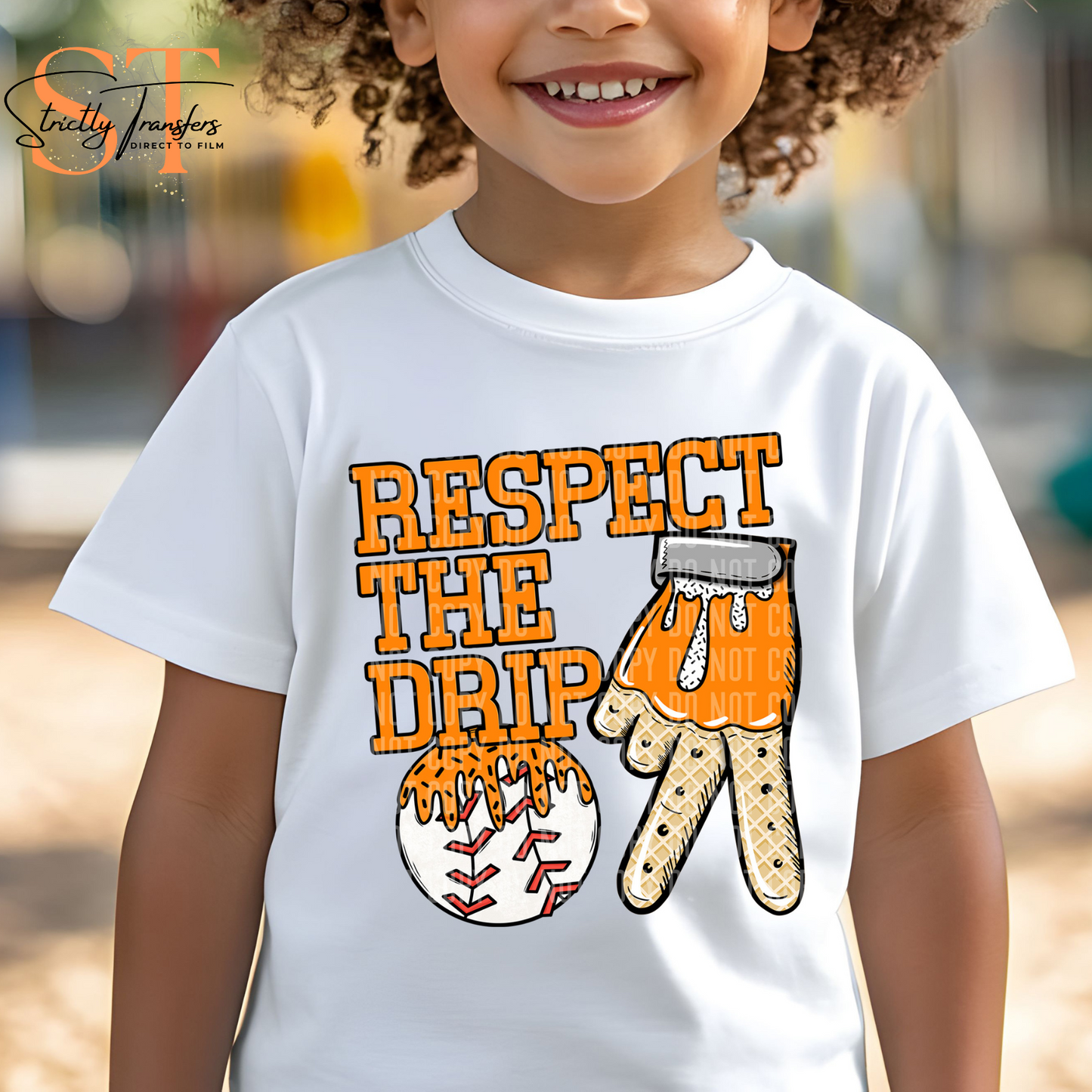 Respect the Drip Baseball Glove - 10 Color options Direct to Film Transfers