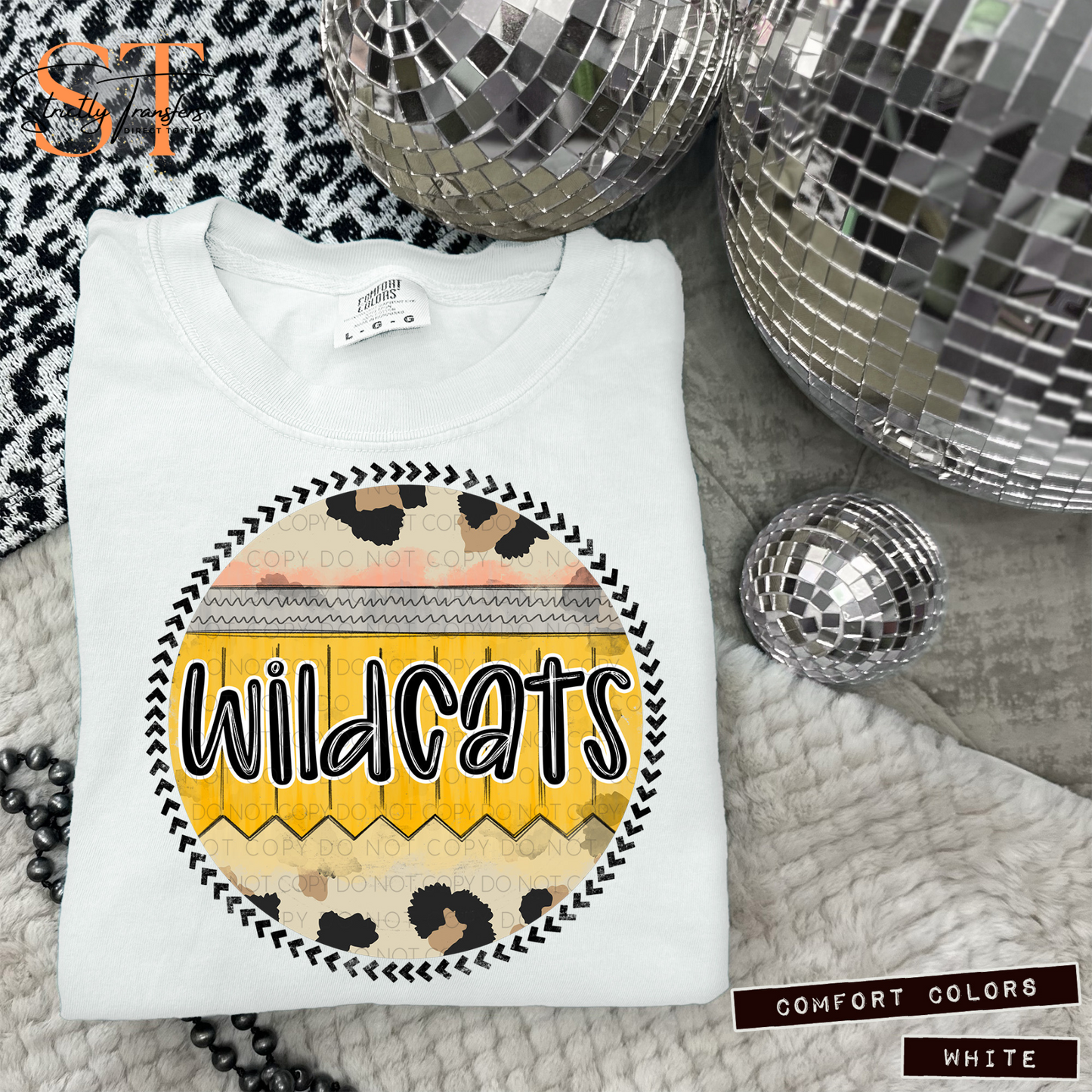 Wildcats Pencil Circle Direct to Film Transfers