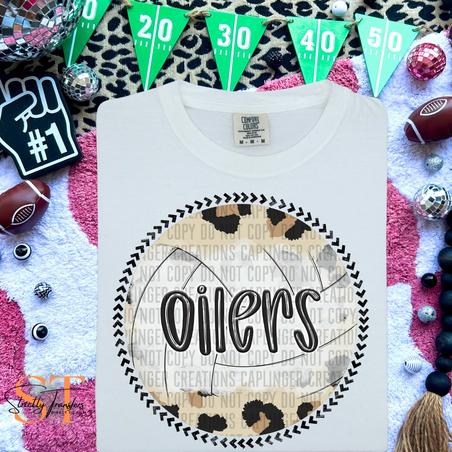 Oilers Leopard Volleyball Direct to Film Transfers