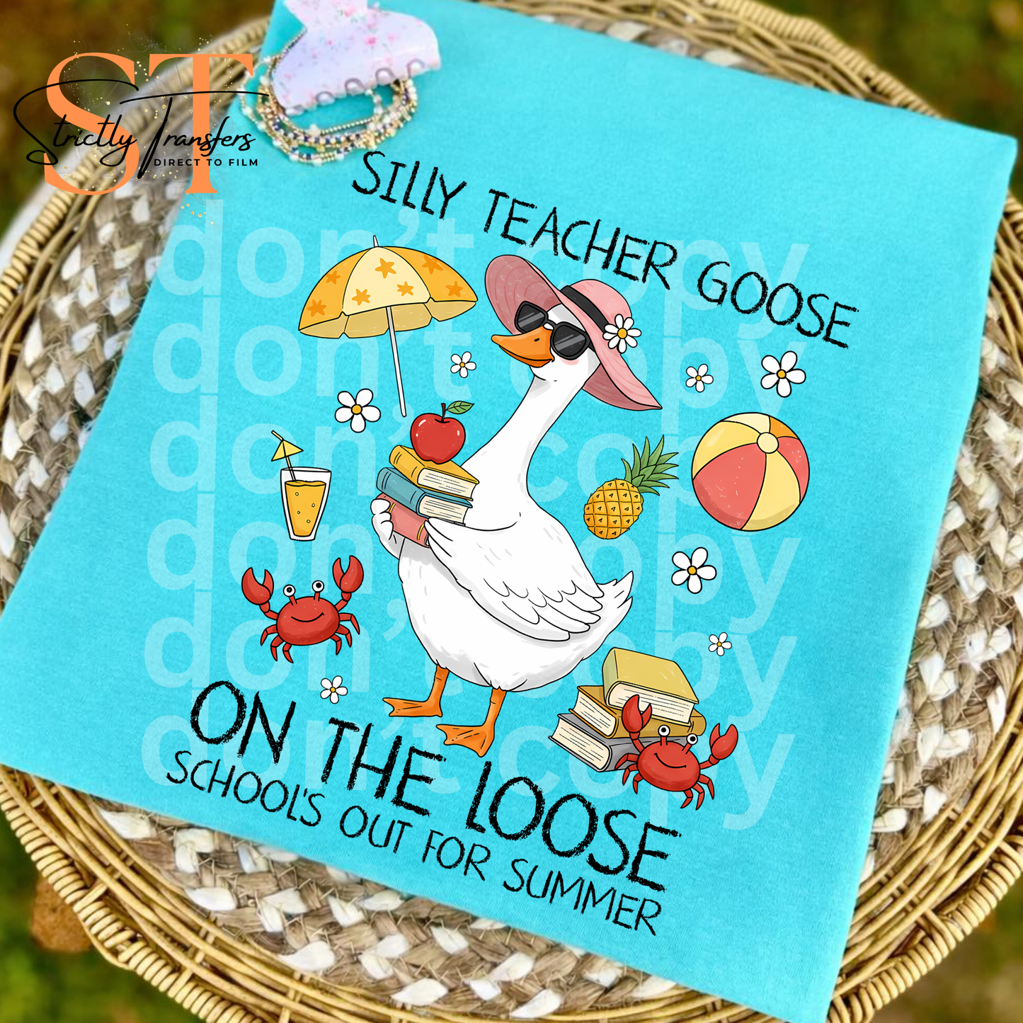 Silly Teacher Goose on the Loose - 2 colors Direct to Film Transfers