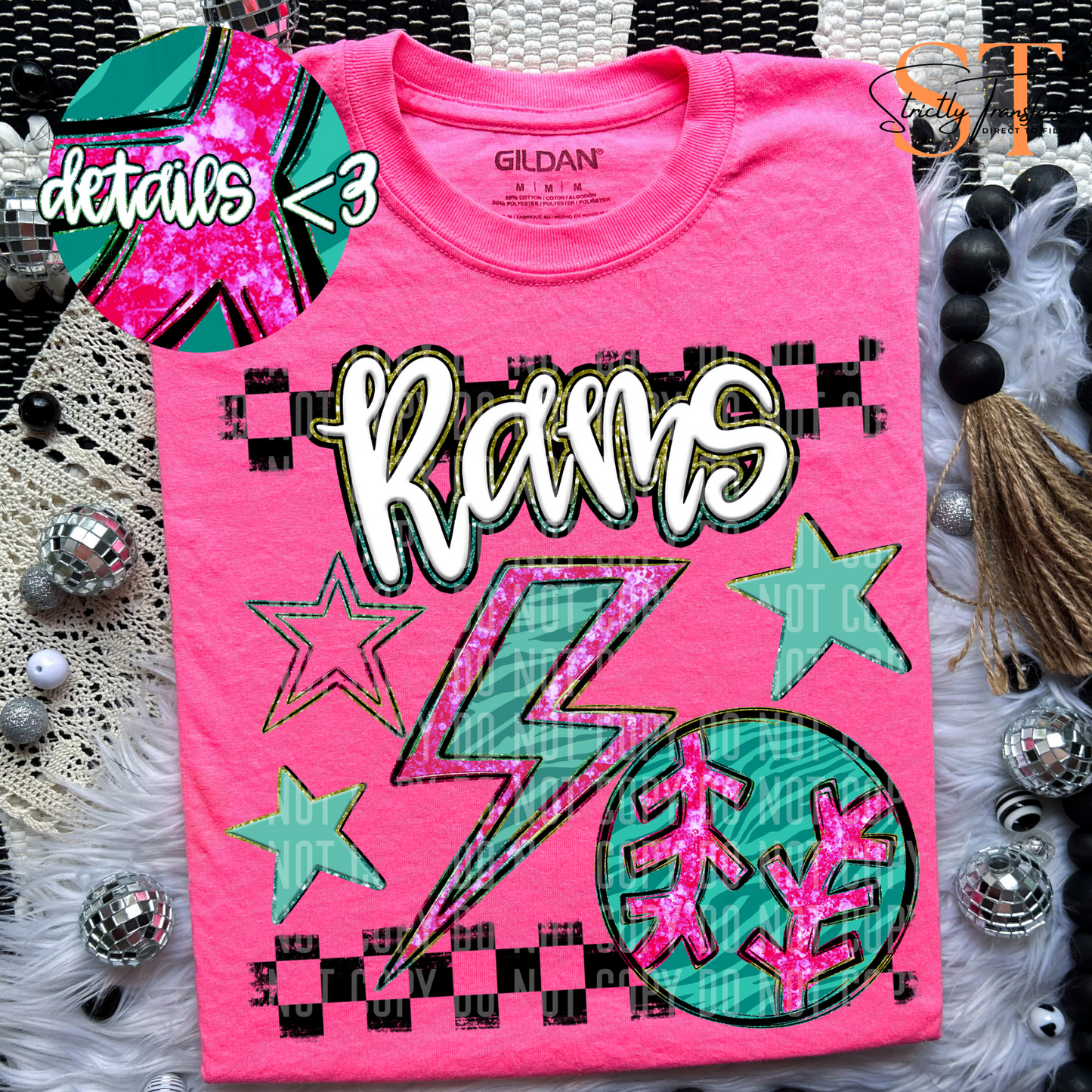 Rainbow Bolts BB/SB Rams Direct to Film Transfers