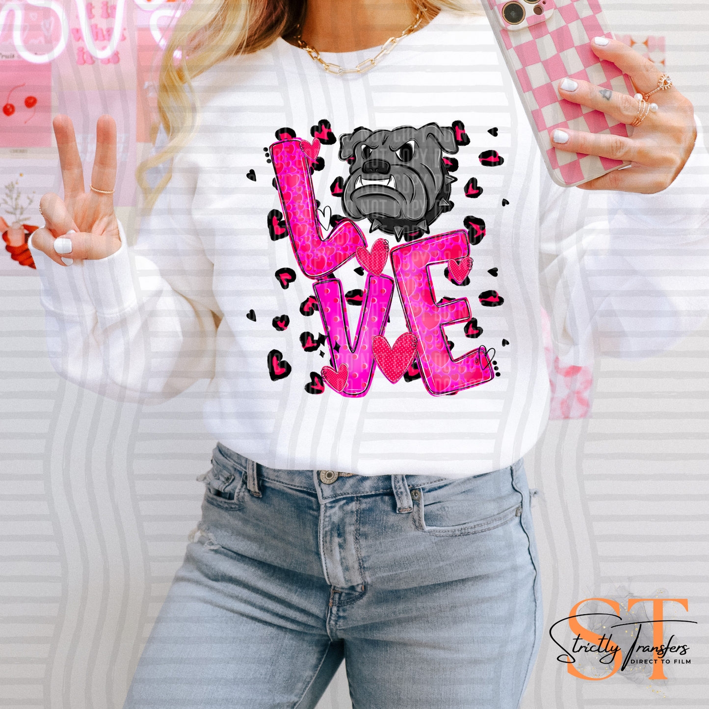 Bulldogs Love Mascot Direct to Film Transfers