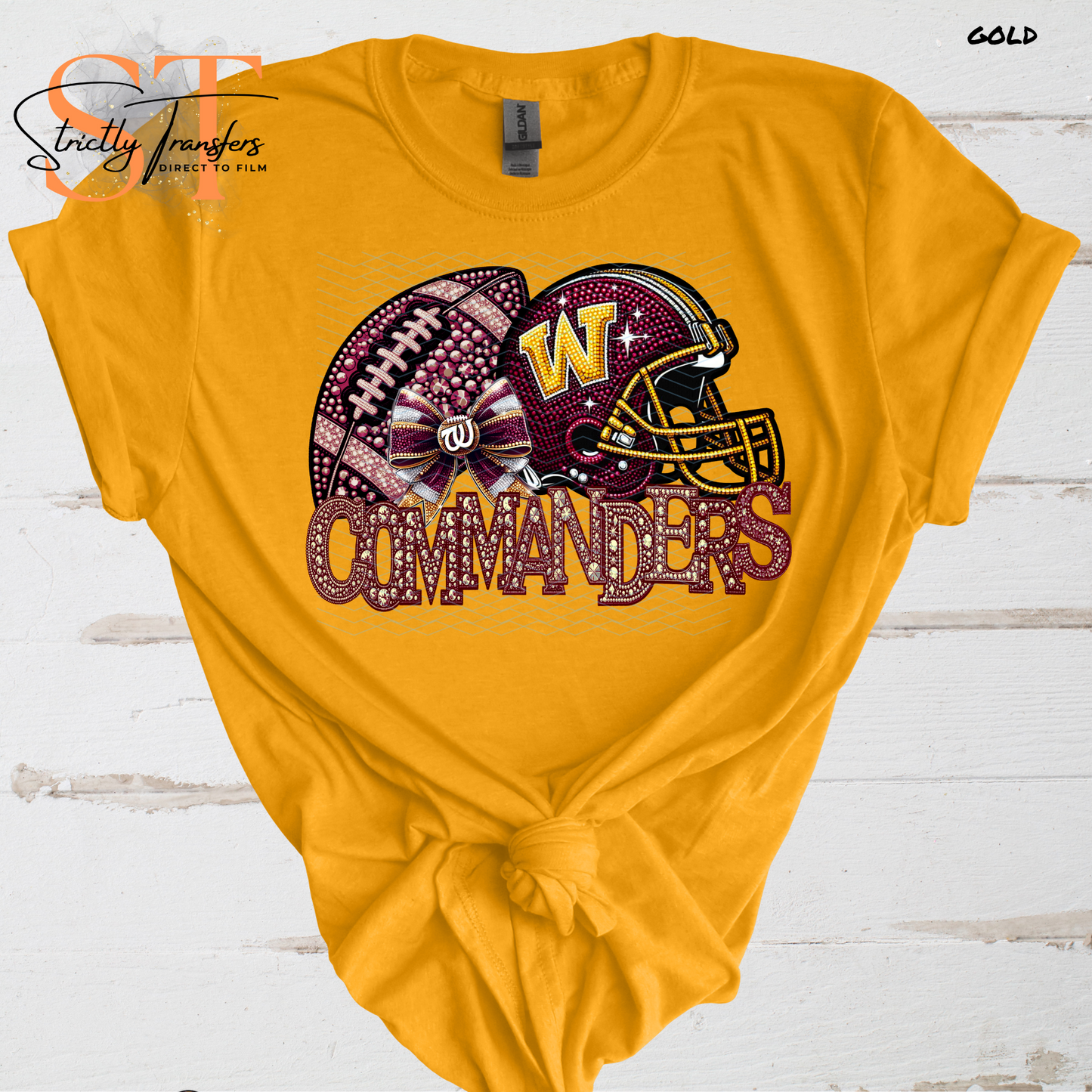 Commanders Rhinestones Direct to Film Transfers