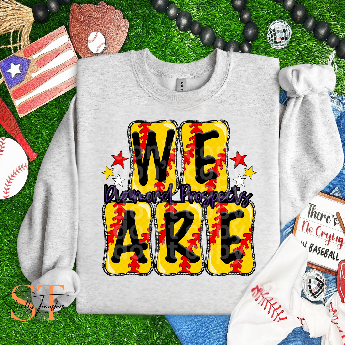 Diamond Prospects Boxy Softball Print Direct to Film Transfers