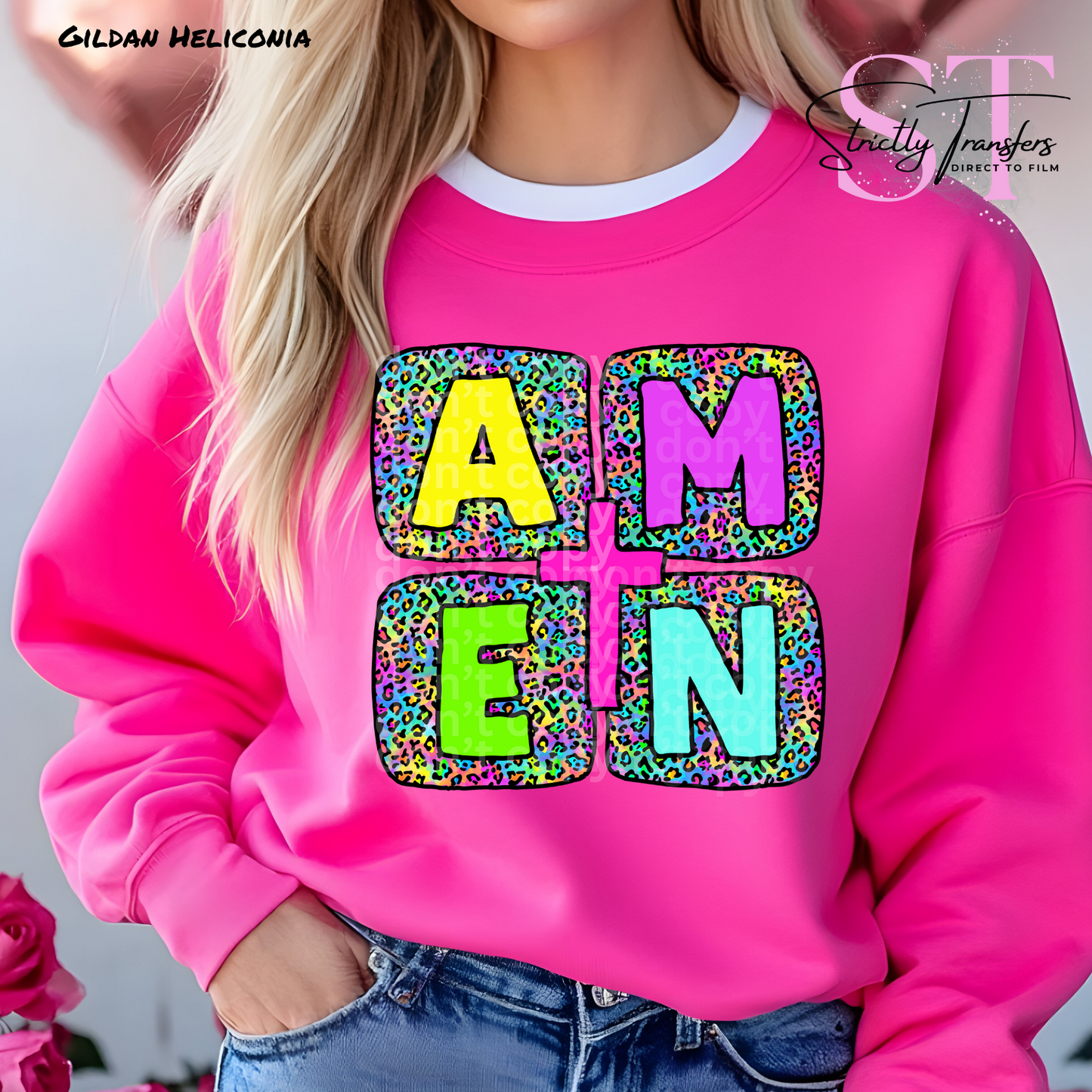 Colorful Amen Direct to Film Transfers