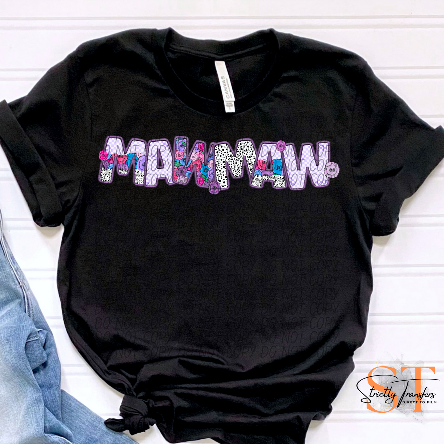 MawMaw Purple Floral Direct to Film Transfers