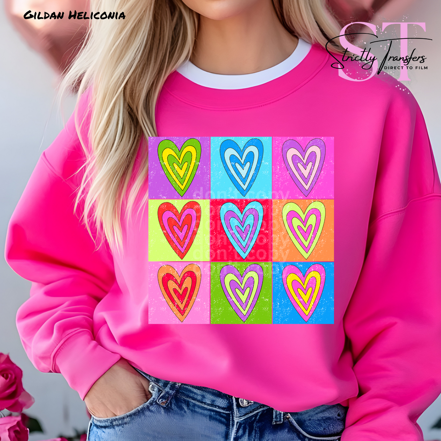 Colorful Hearts Coquette Direct to Film Transfers