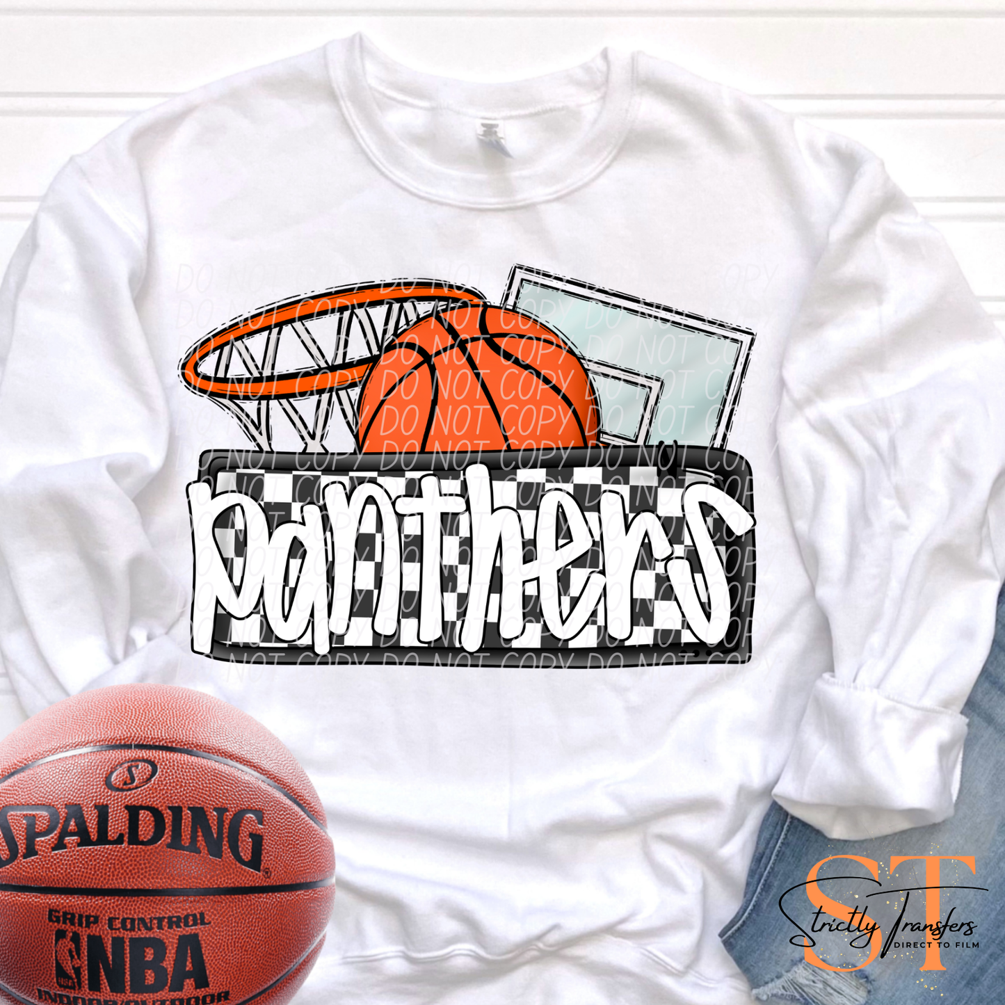 Panthers Checkered Basketball Direct to Film Transfers