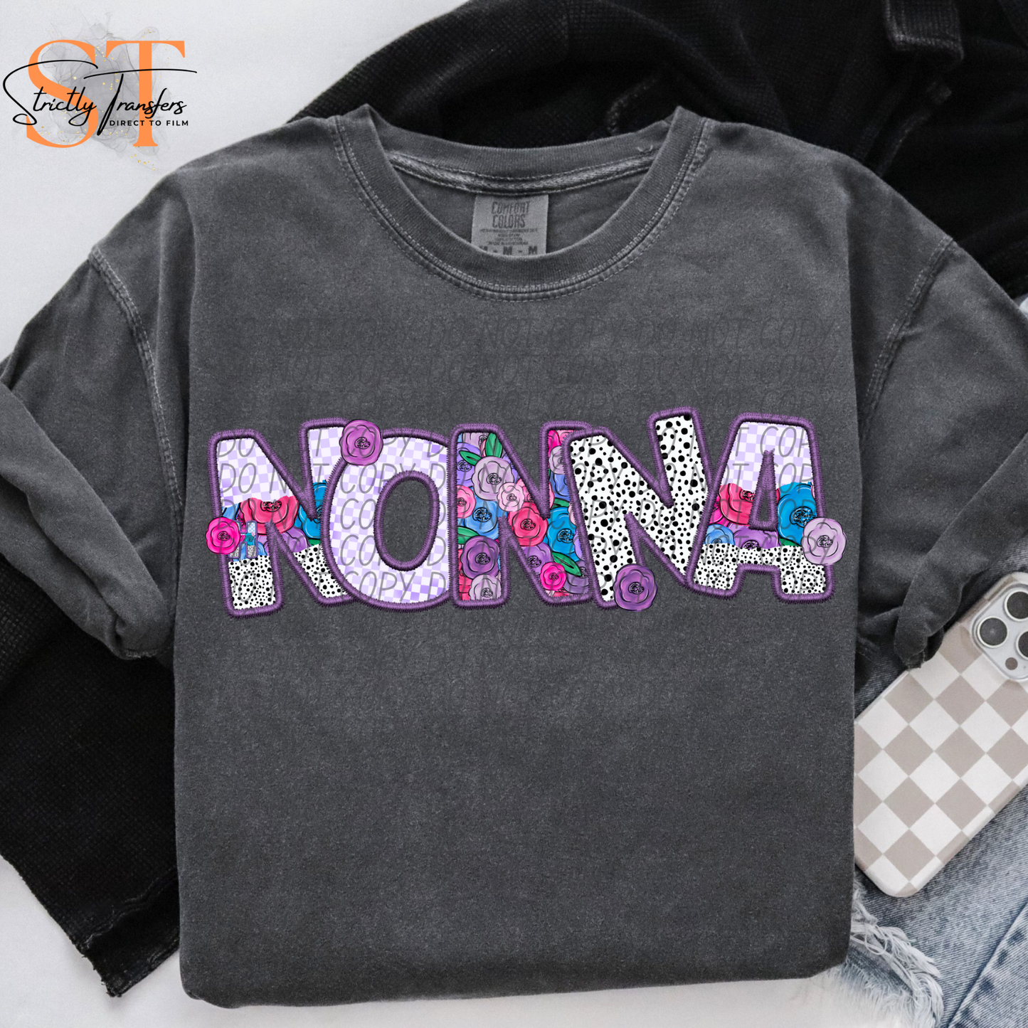 Nonna Purple Floral Direct to Film Transfers