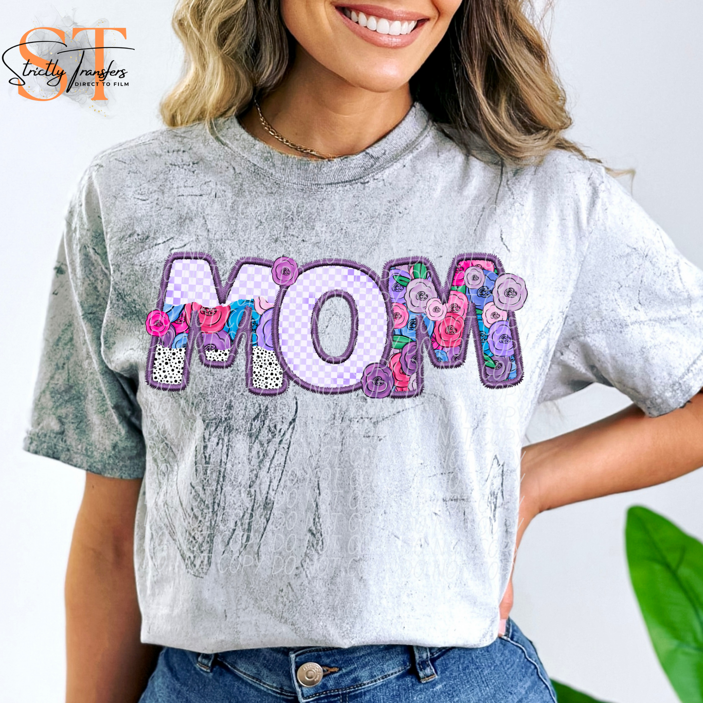 Mom Purple Floral Direct to Film Transfers