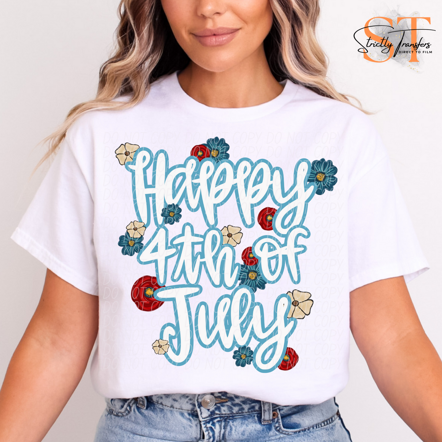 Happy 4th of July Flowers Direct to Film Transfers