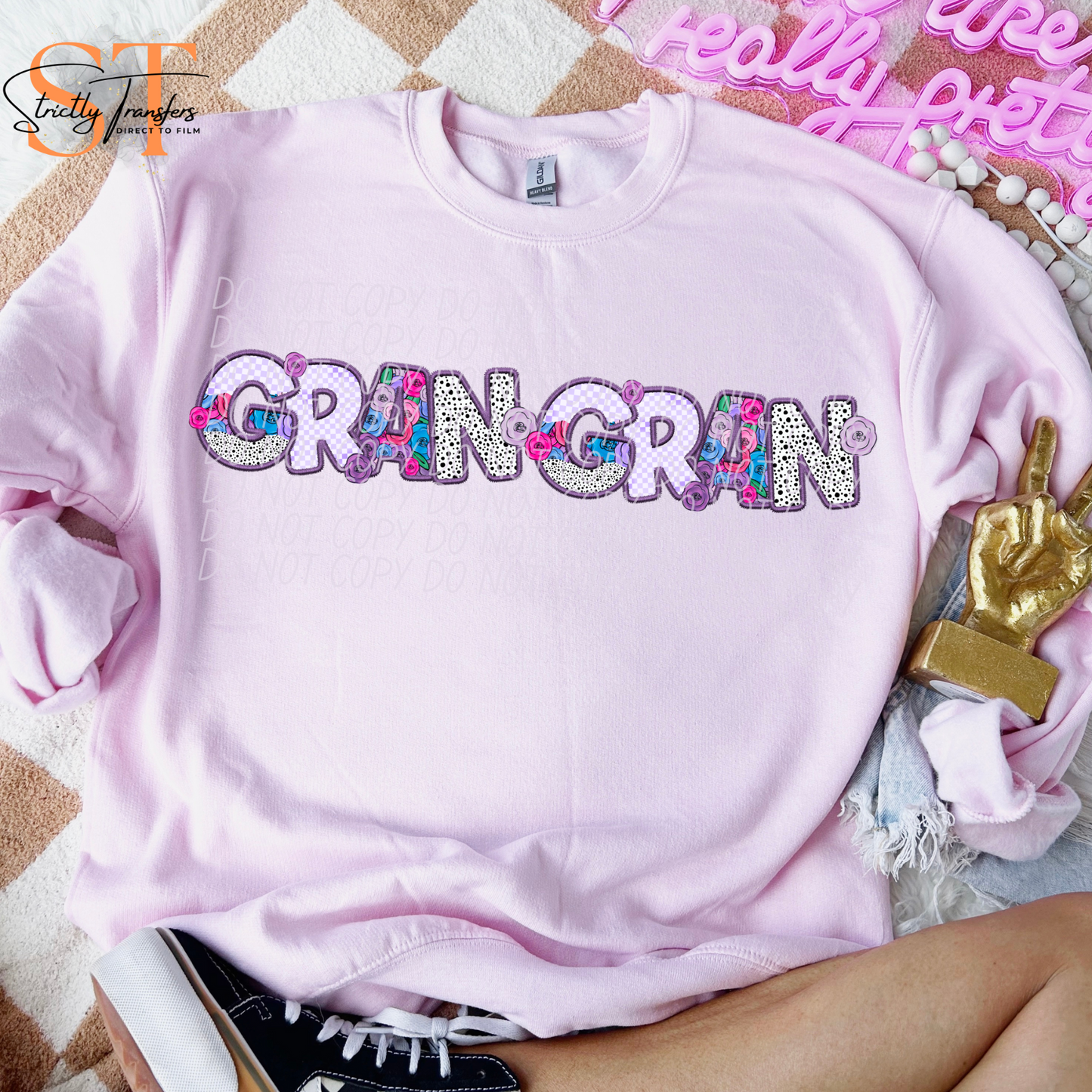 GranGran Purple Floral Direct to Film Transfers