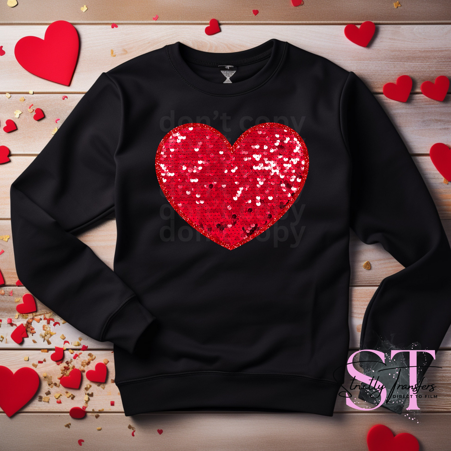 Red Faux Sequin Heart Direct to Film Transfers