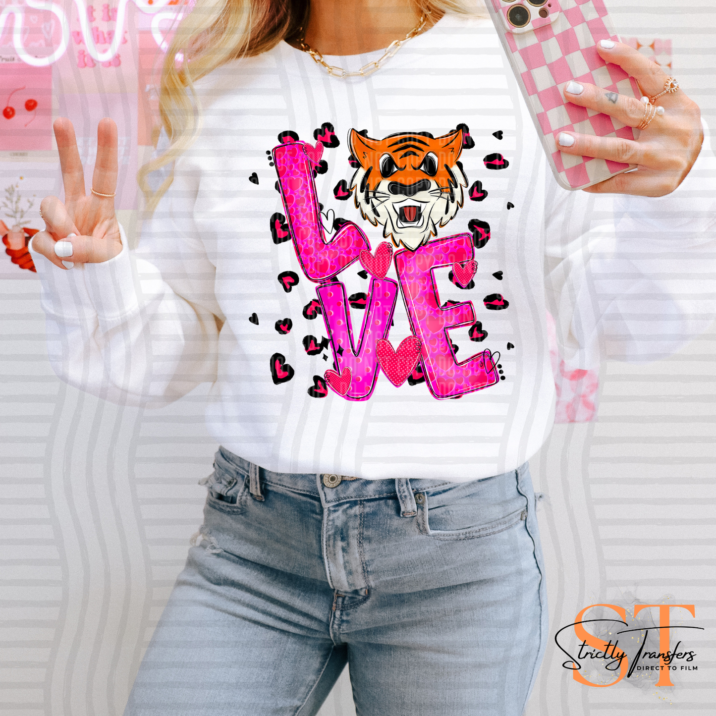 Tigers Love Mascot Direct to Film Transfers