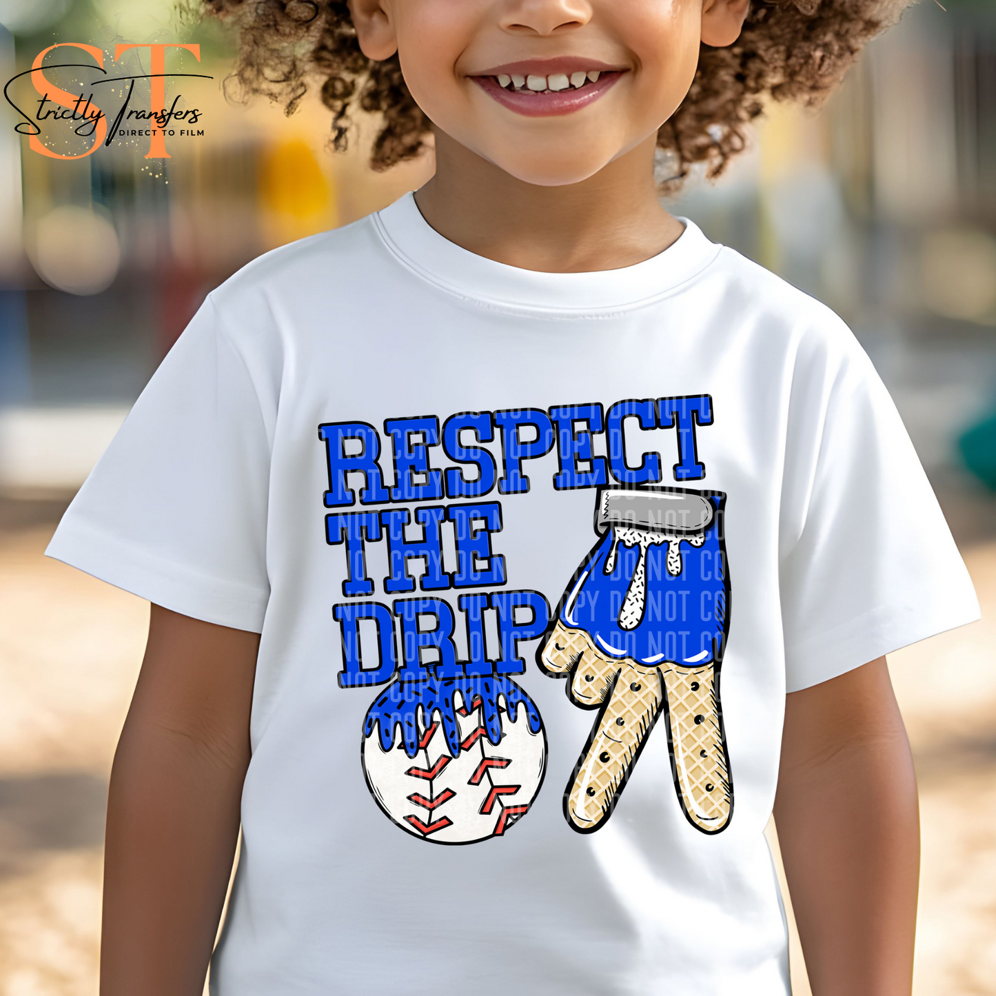 Respect the Drip Baseball Glove - 10 Color options Direct to Film Transfers