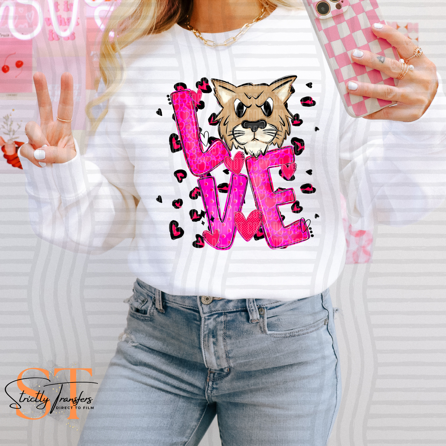 Wildcats Love Mascot Direct to Film Transfers