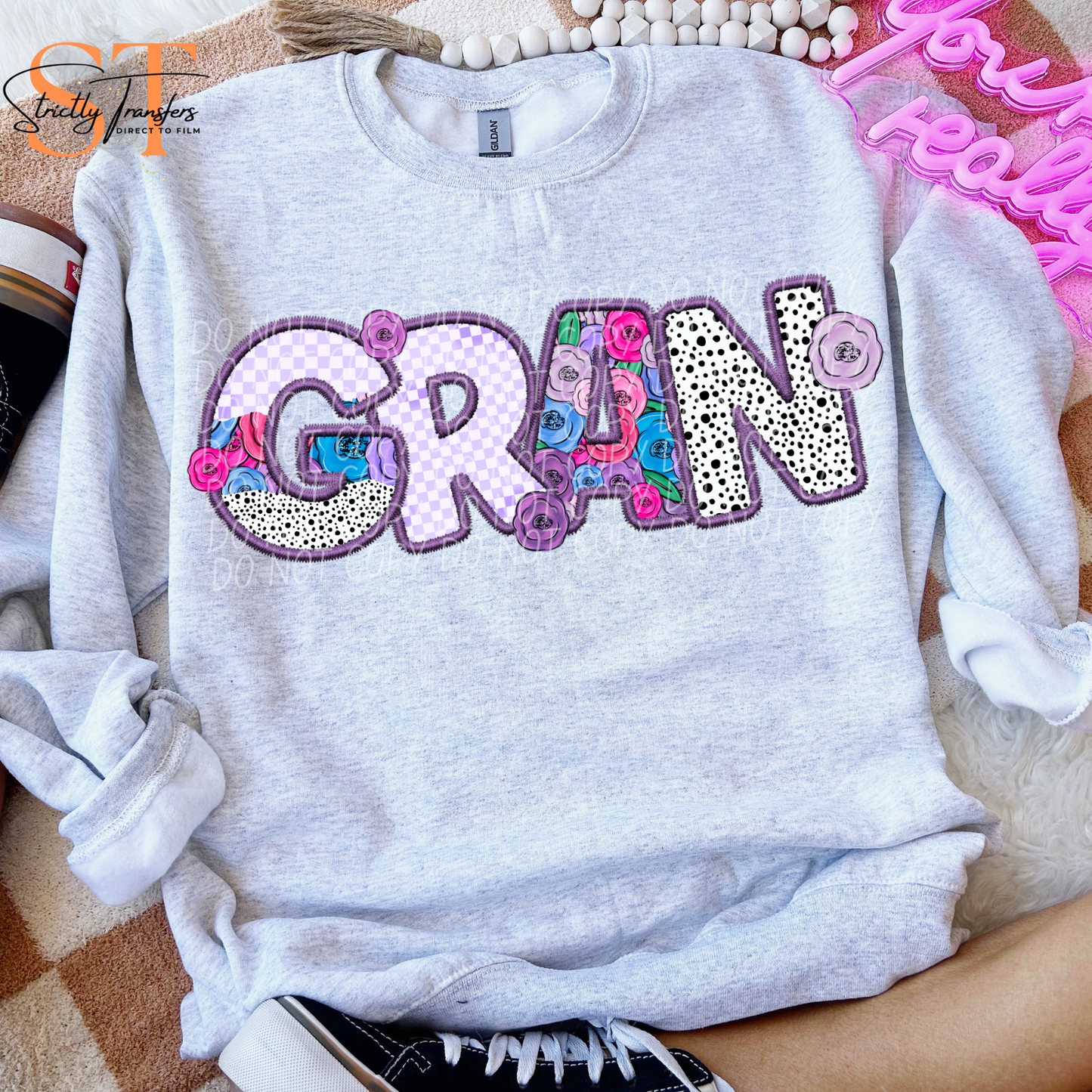 Gran Purple Floral Direct to Film Transfers