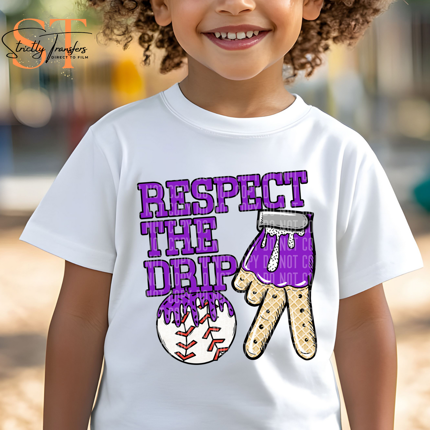Respect the Drip Baseball Glove - 10 Color options Direct to Film Transfers