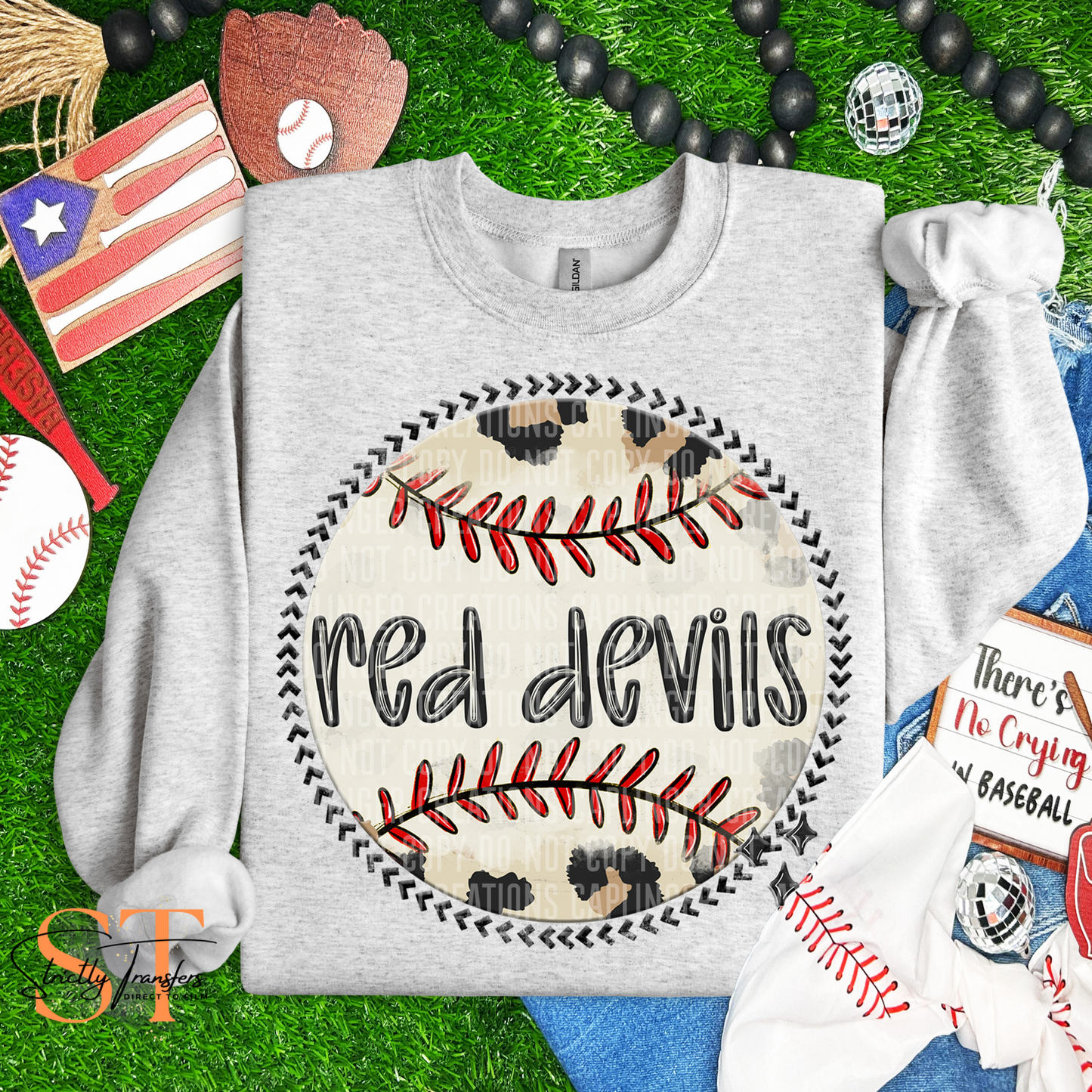 Red Devils Leopard Baseball Direct to Film Transfers