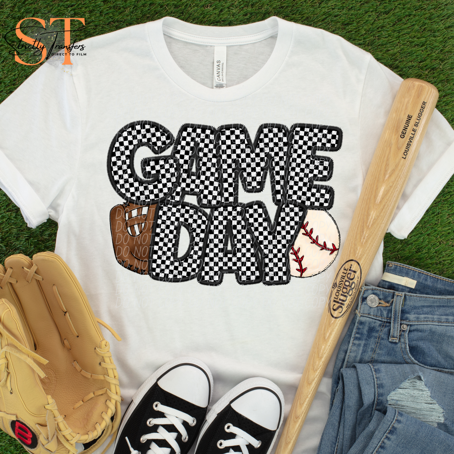 Checkered Game Day Baseball Direct to Film Transfers