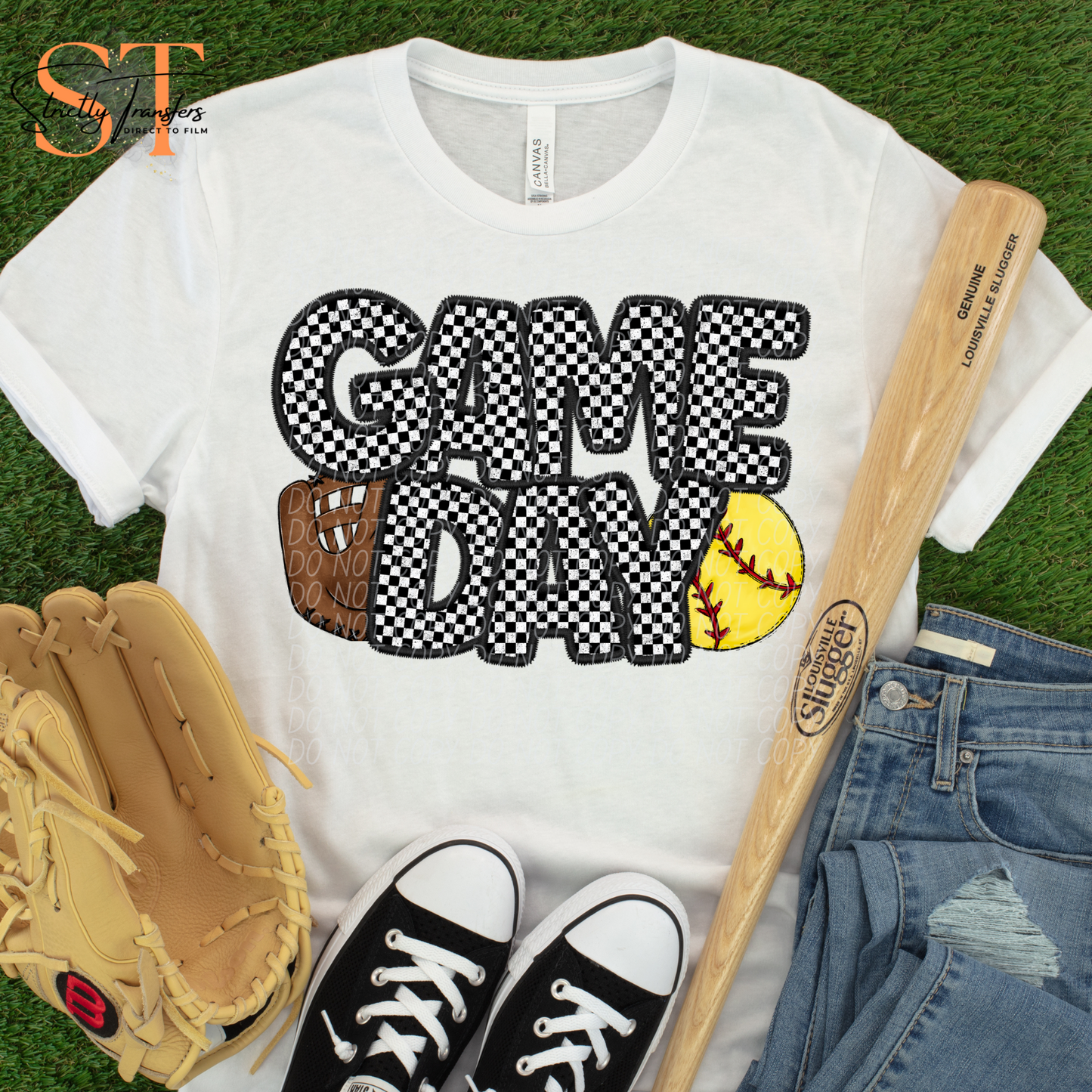 Checkered Game Day Softball Direct to Film Transfers