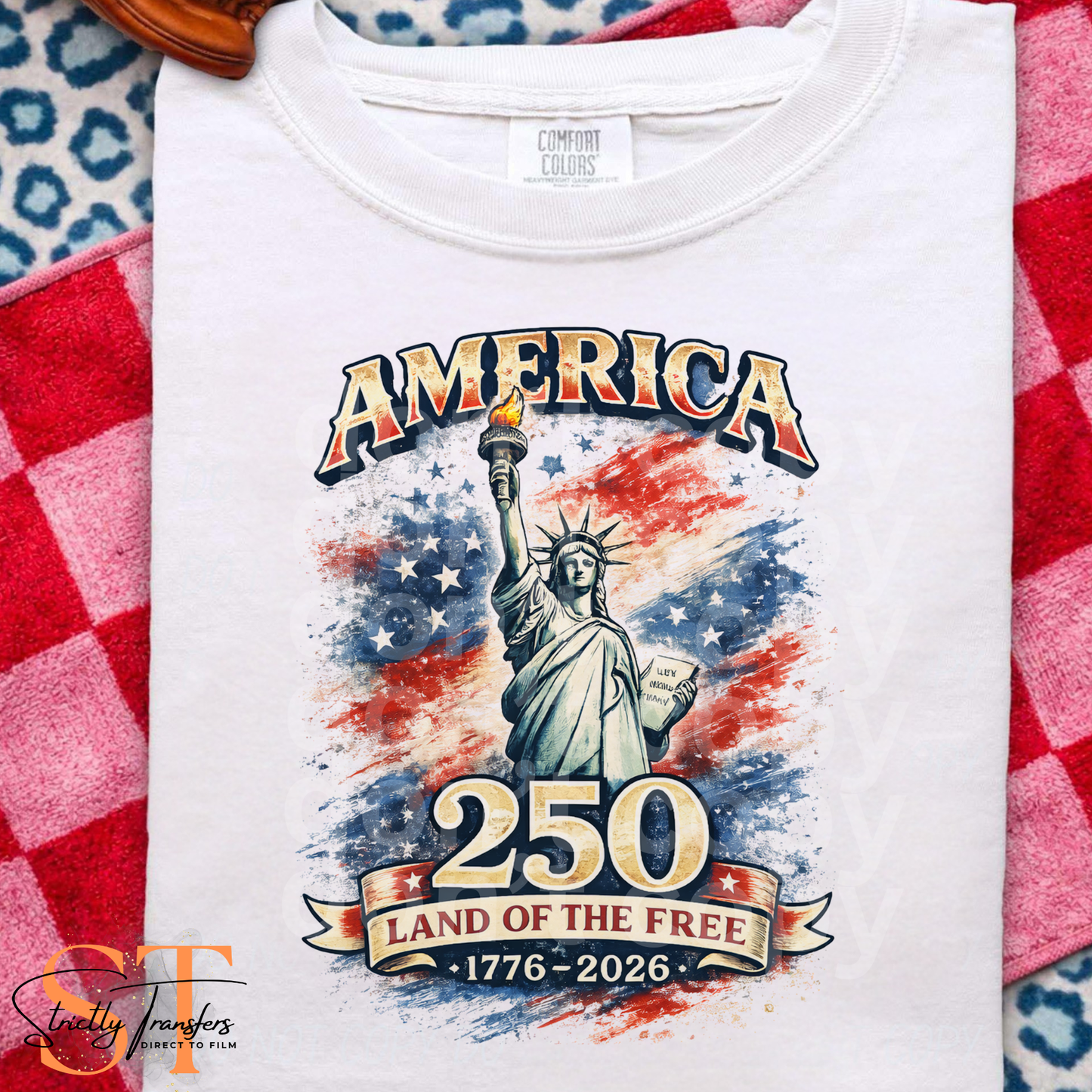 America Land of the Free (for white/natural shirts ONLY) Direct to Film Transfers