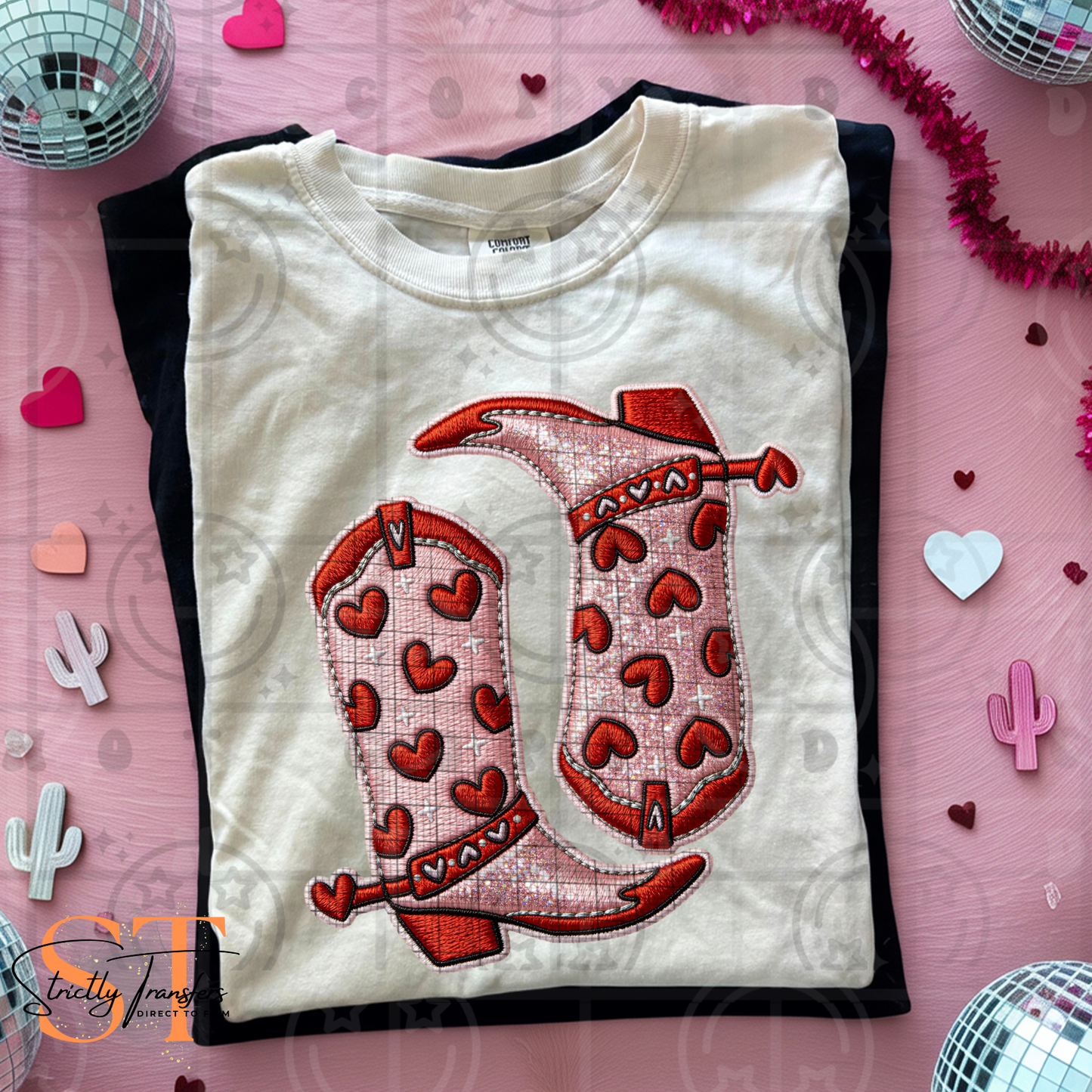 Western Valentine Boots Direct to Film Transfers