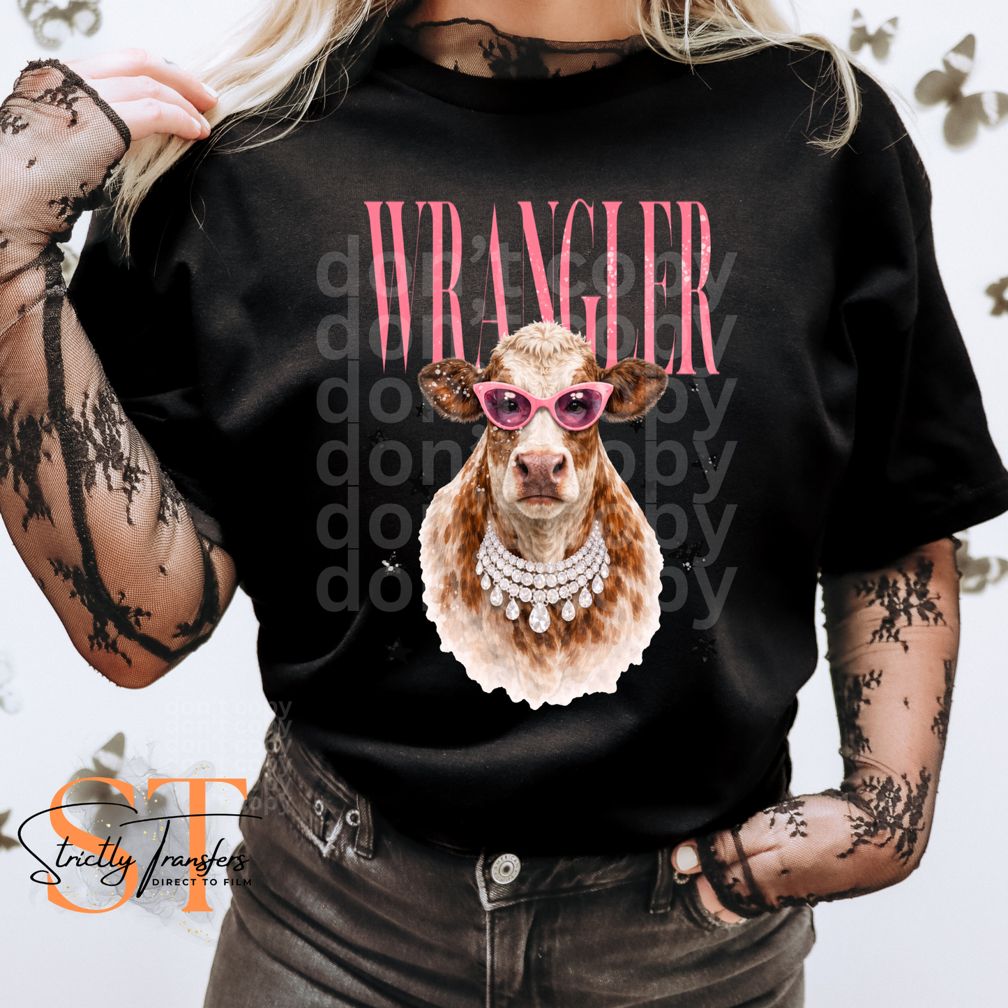 Wrangler Vogue Cow Direct to Film Transfers
