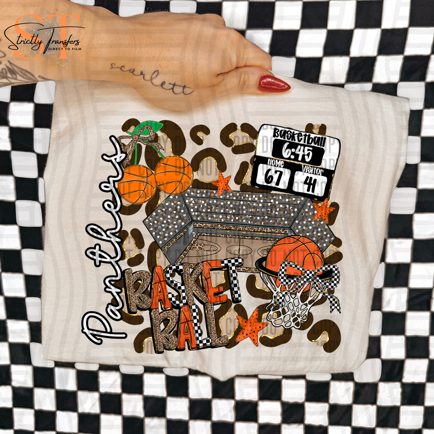 Panthers Leopard Basketball Collage Direct to Film Transfers