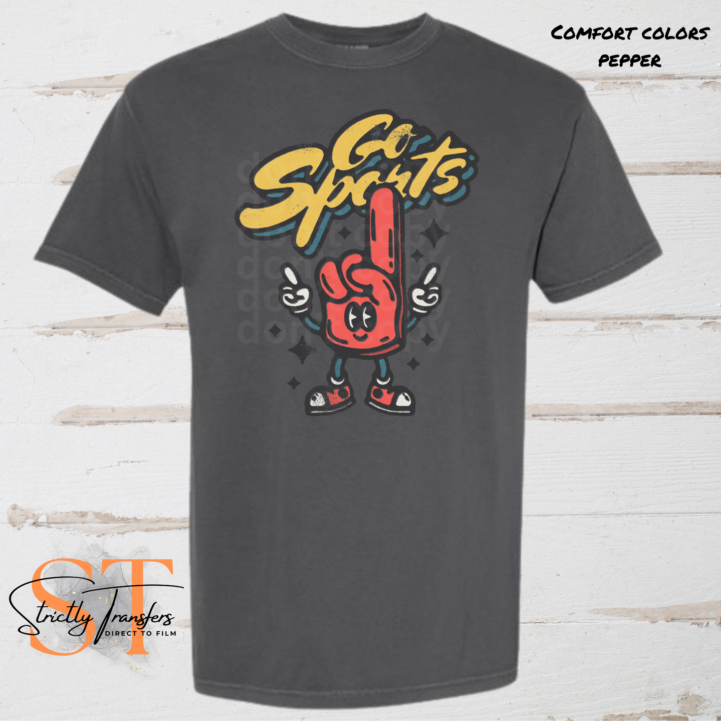 Go Sports Vintage Foam Finger Direct to Film Transfers