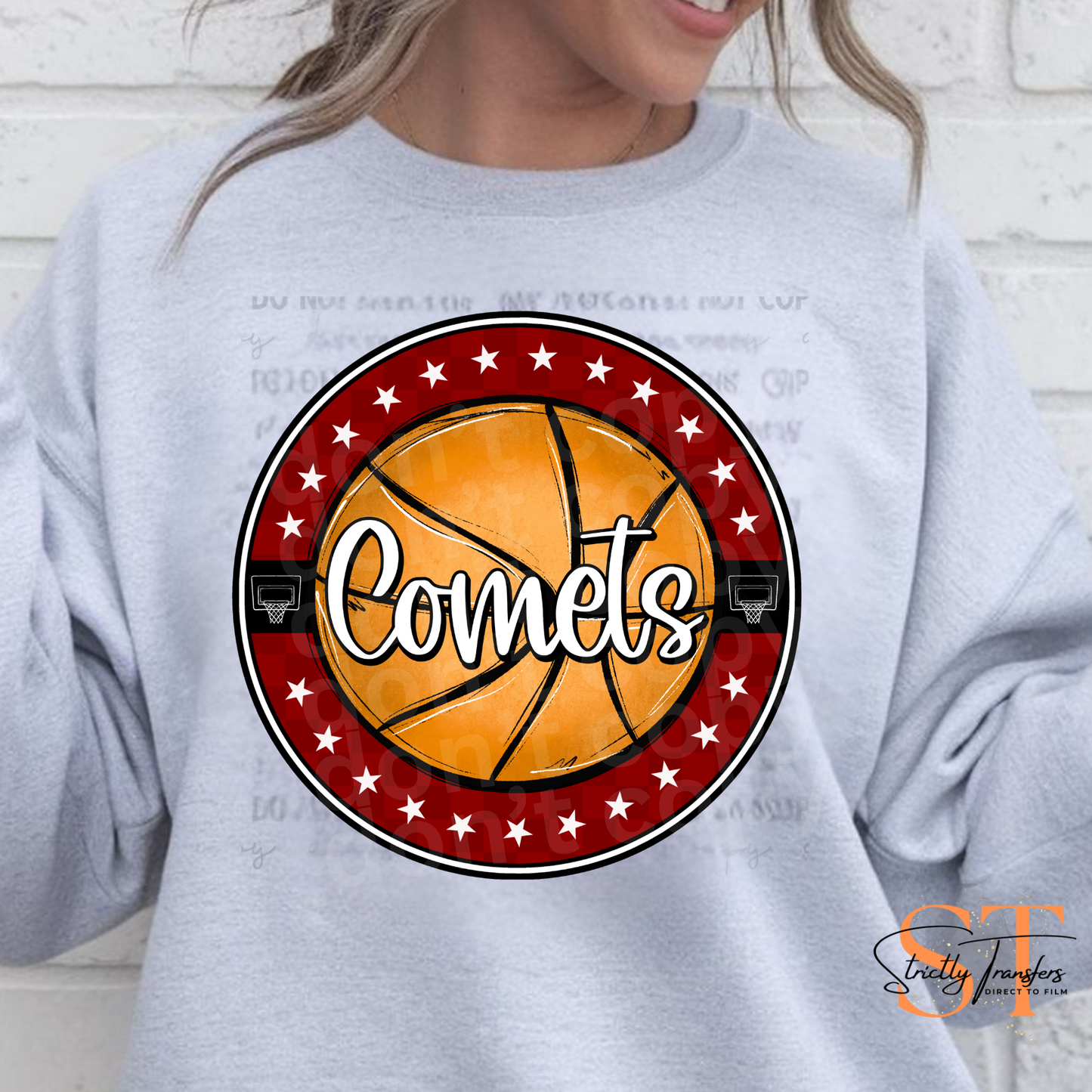Comets Basketball Star Circle Direct to Film Transfers