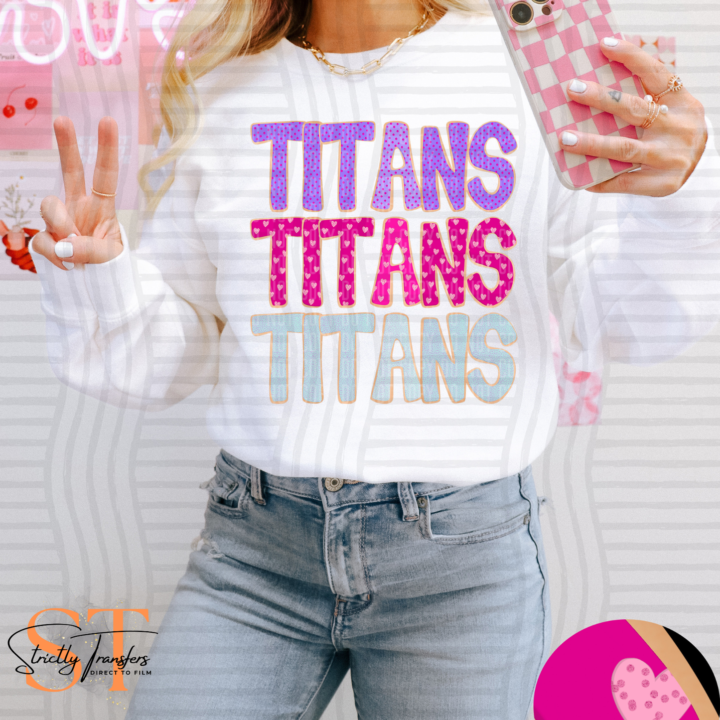 Titans Sugar Cookie Stacked Direct to Film Transfers