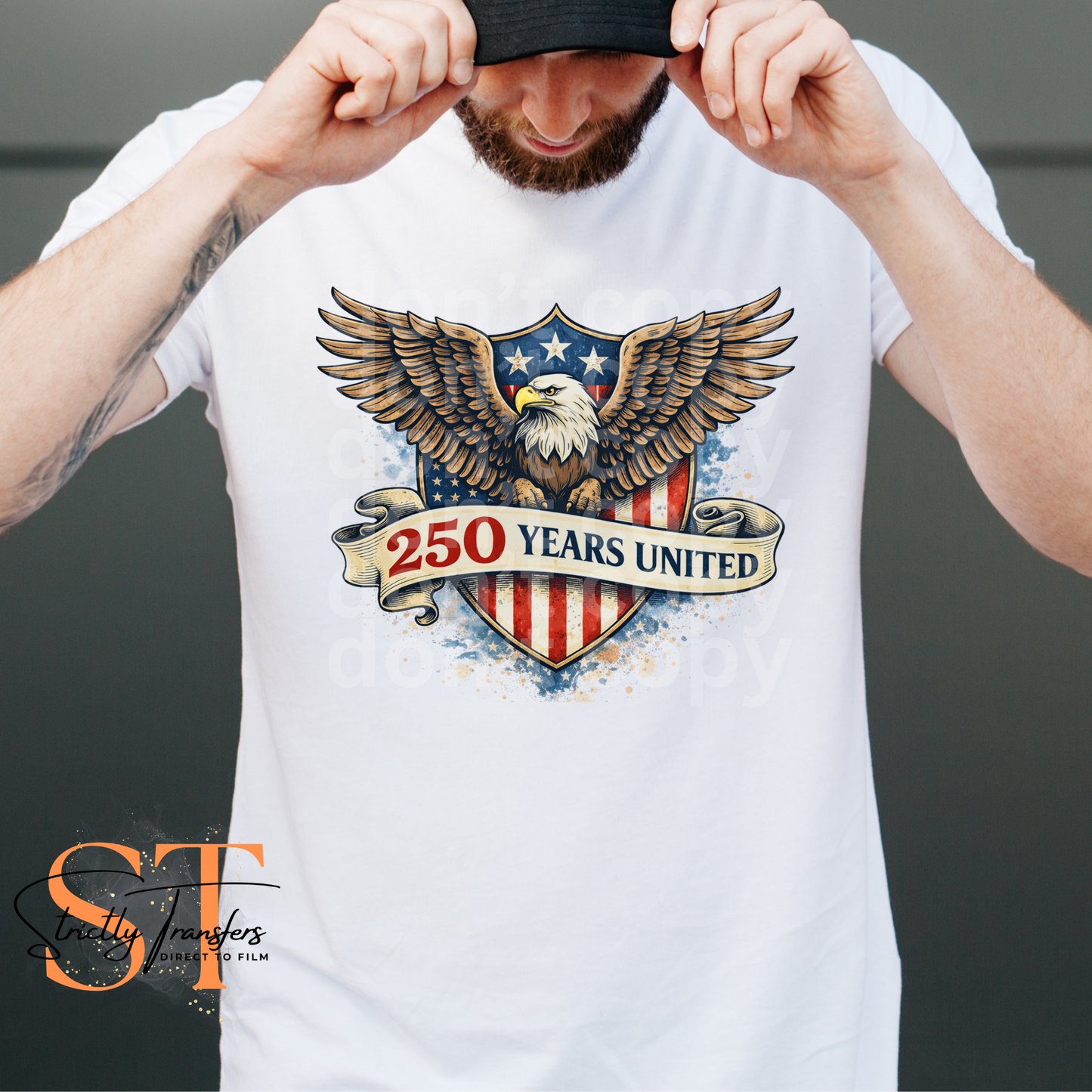250 Years United Eagle Shield (for white/natural shirts ONLY) Direct to Film Transfers