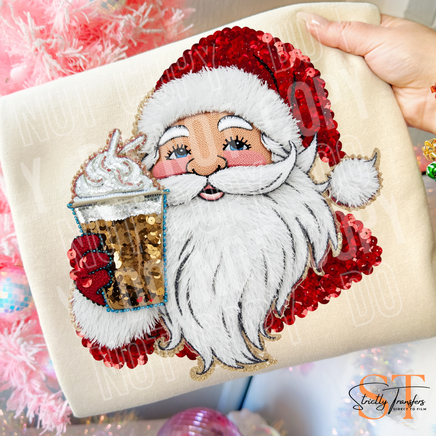 Santa Coffee Direct to Film Transfers