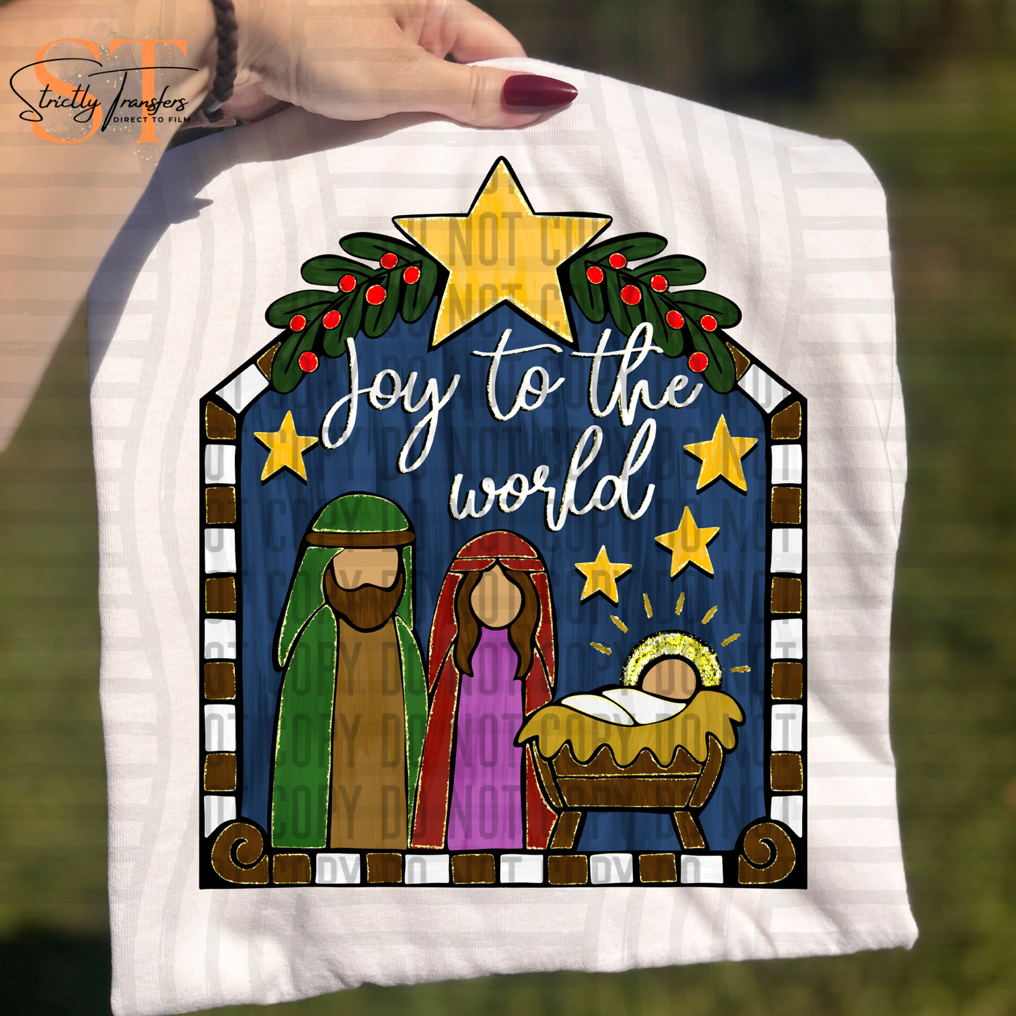 Hand drawn Joy to the World - 2 options Direct to Film Transfers