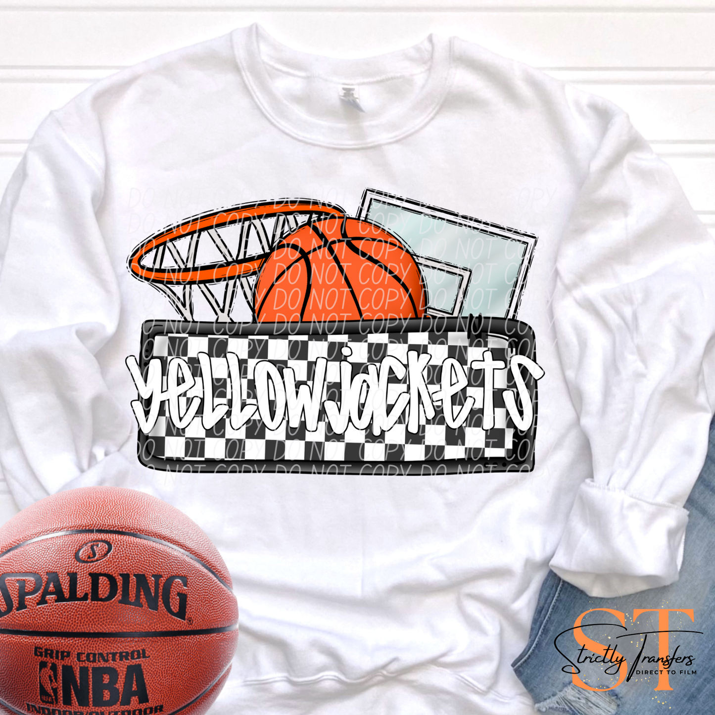 Yellowjackets Checkered Basketball Direct to Film Transfers