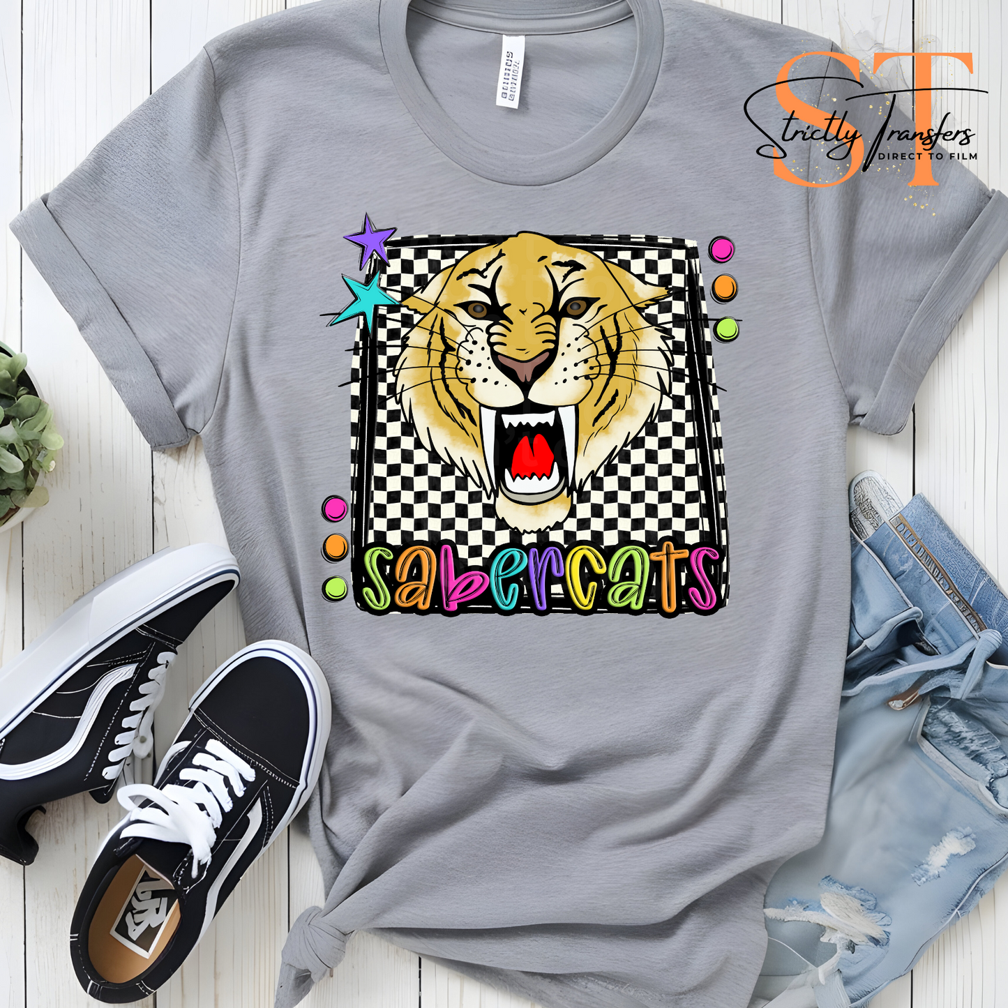 Sabercats Preppy Mascot Direct to Film Transfers