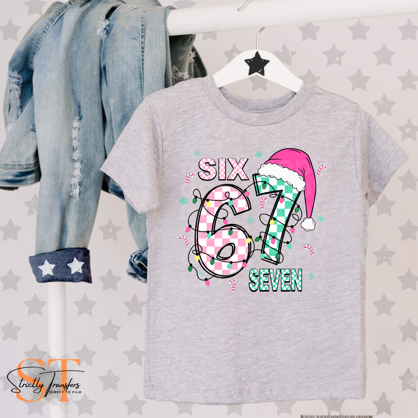 Christmas 67 Pink & Green Direct to Film Transfers