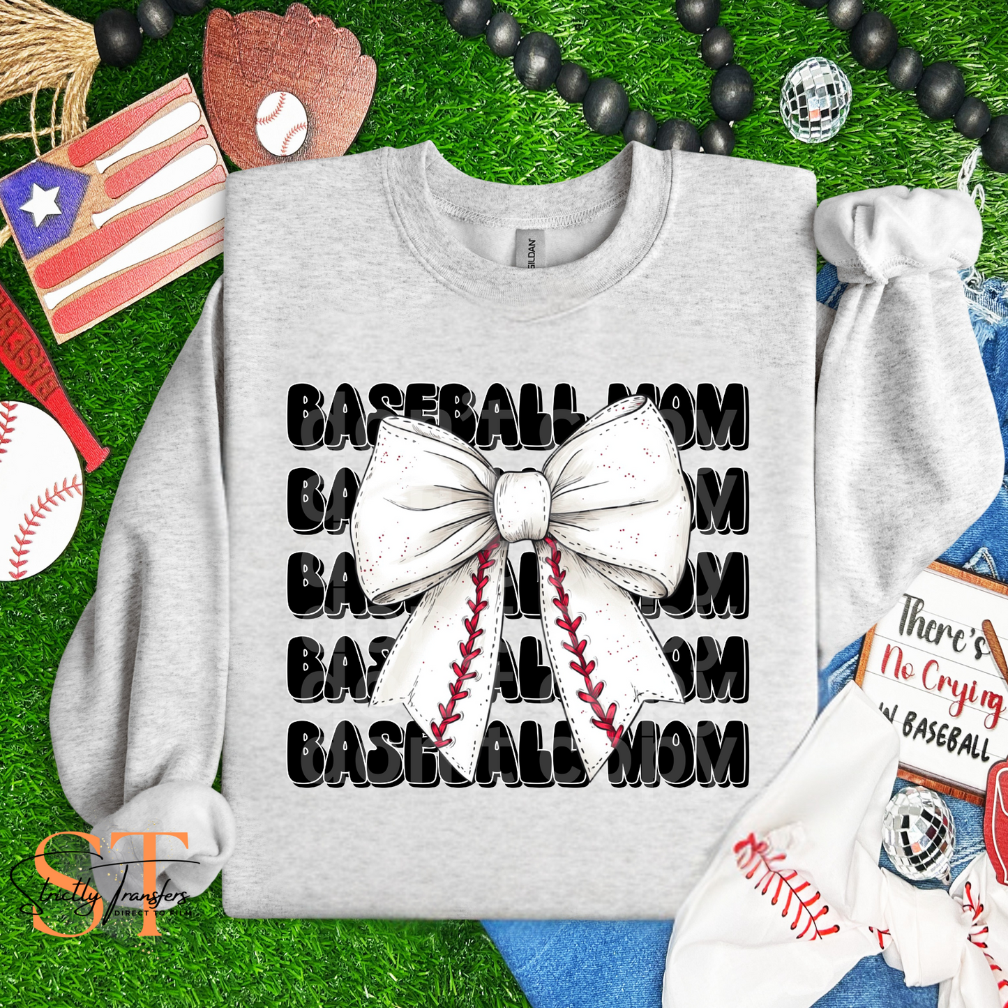 Baseball Mama Stacked Bow Direct to Film Transfers