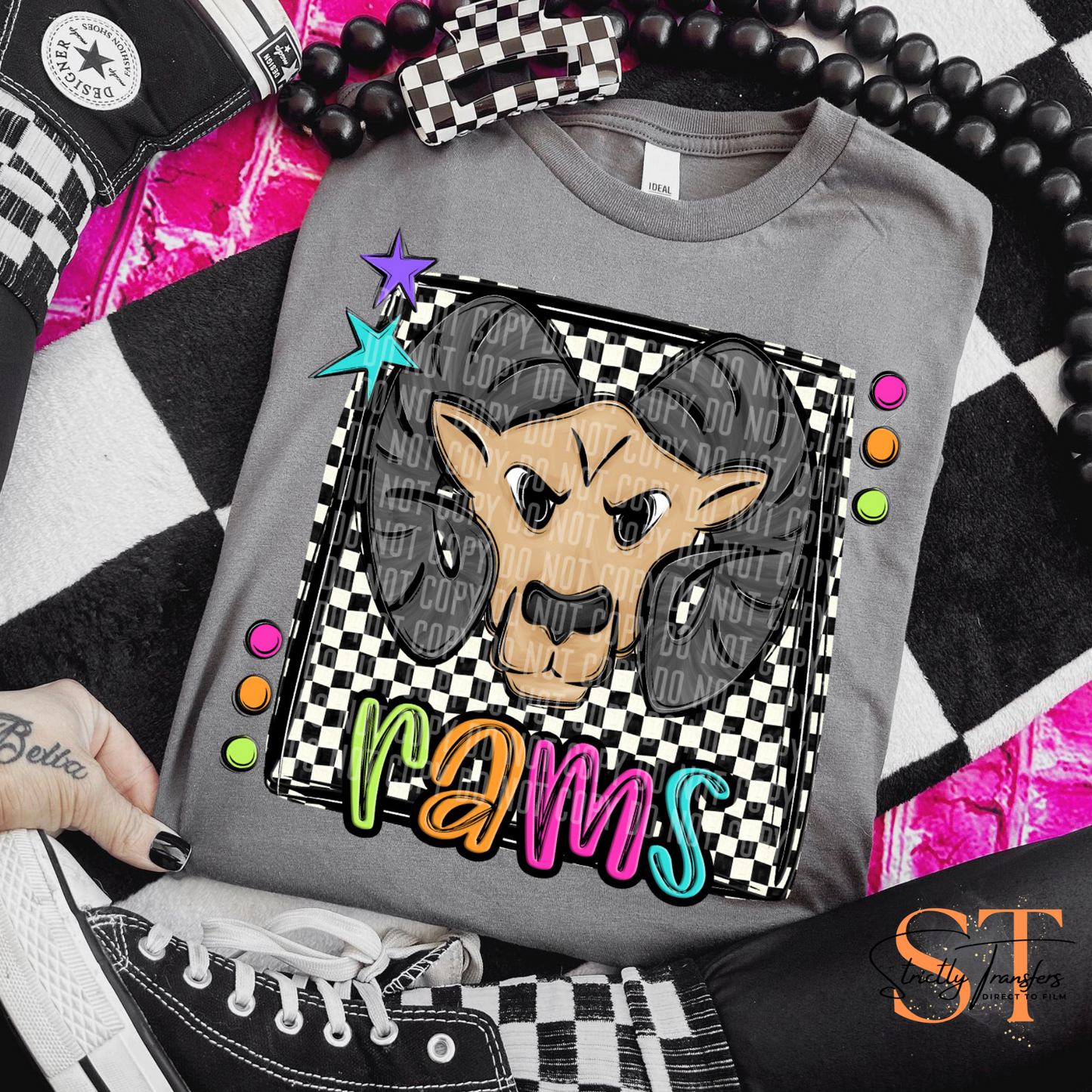 Rams Preppy Mascot Direct to Film Transfers