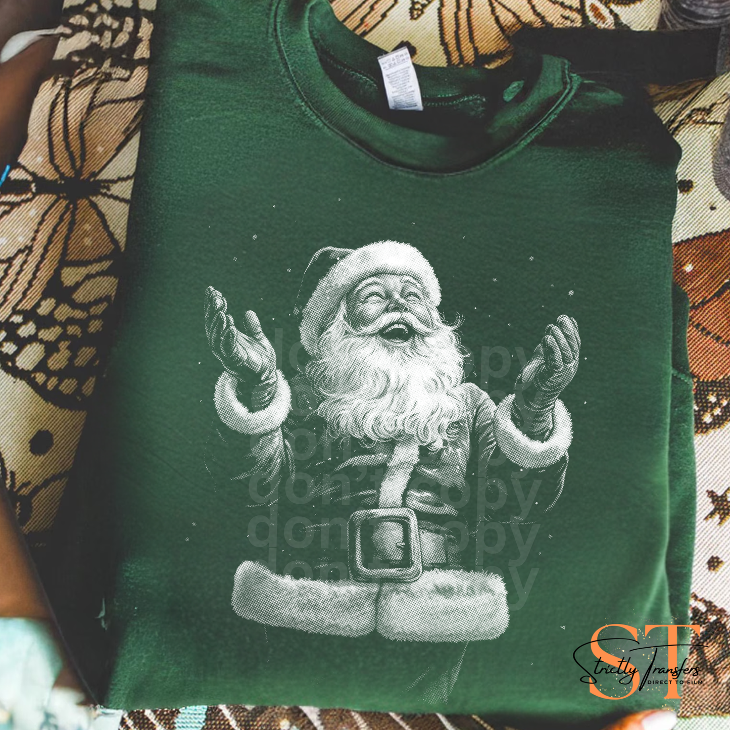 Nostalgic Chalk Style Santa Santa Direct to Film Transfers