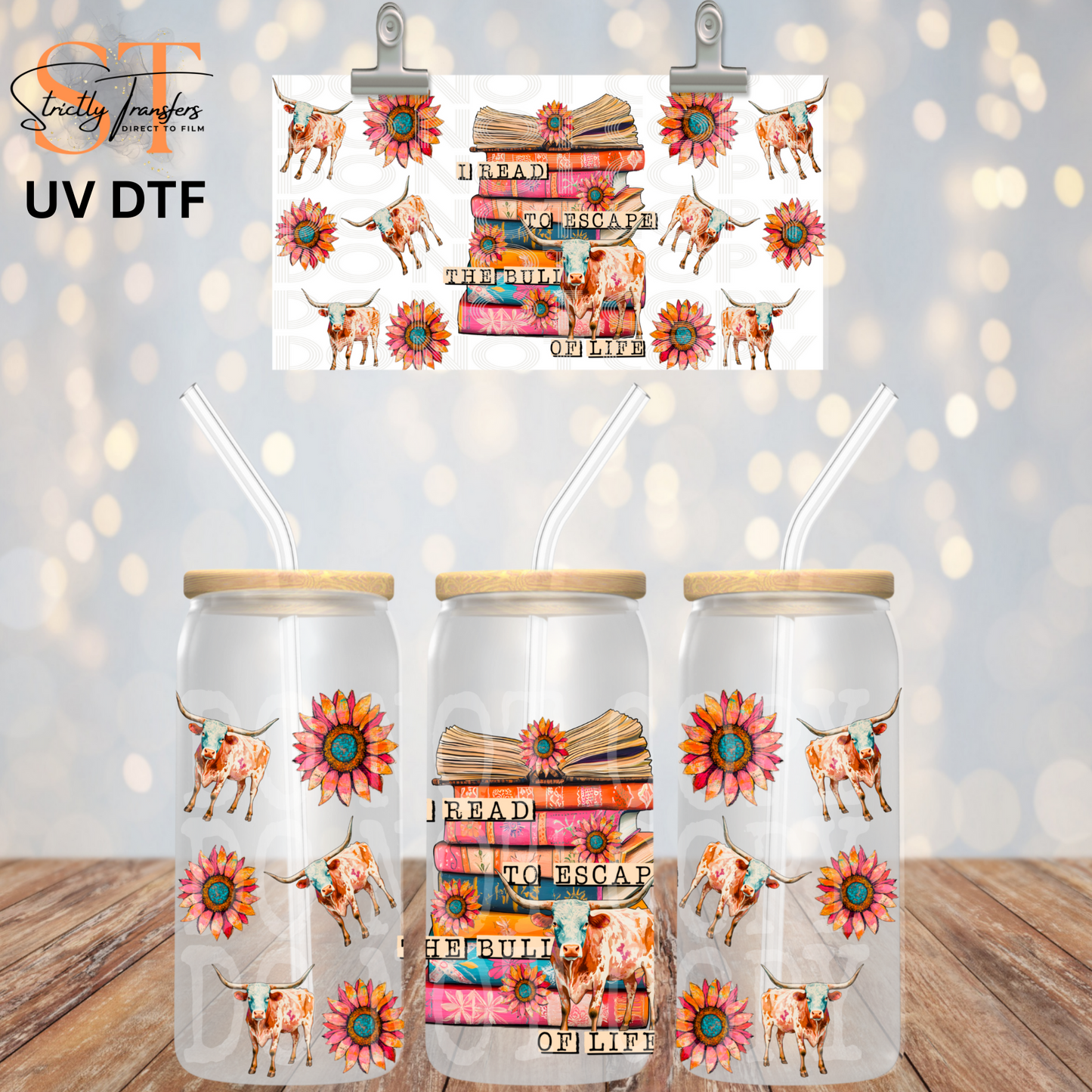 I Read to Escape Libbey UV Wrap Direct to Film Wraps