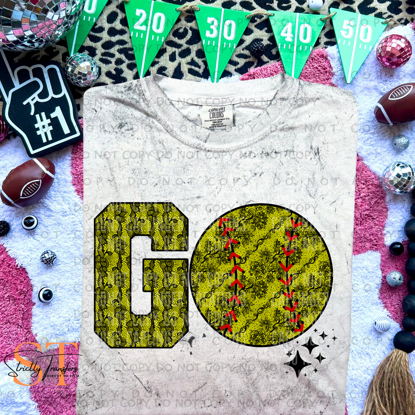 Lace Go Softball 2 options Direct to Film Transfers