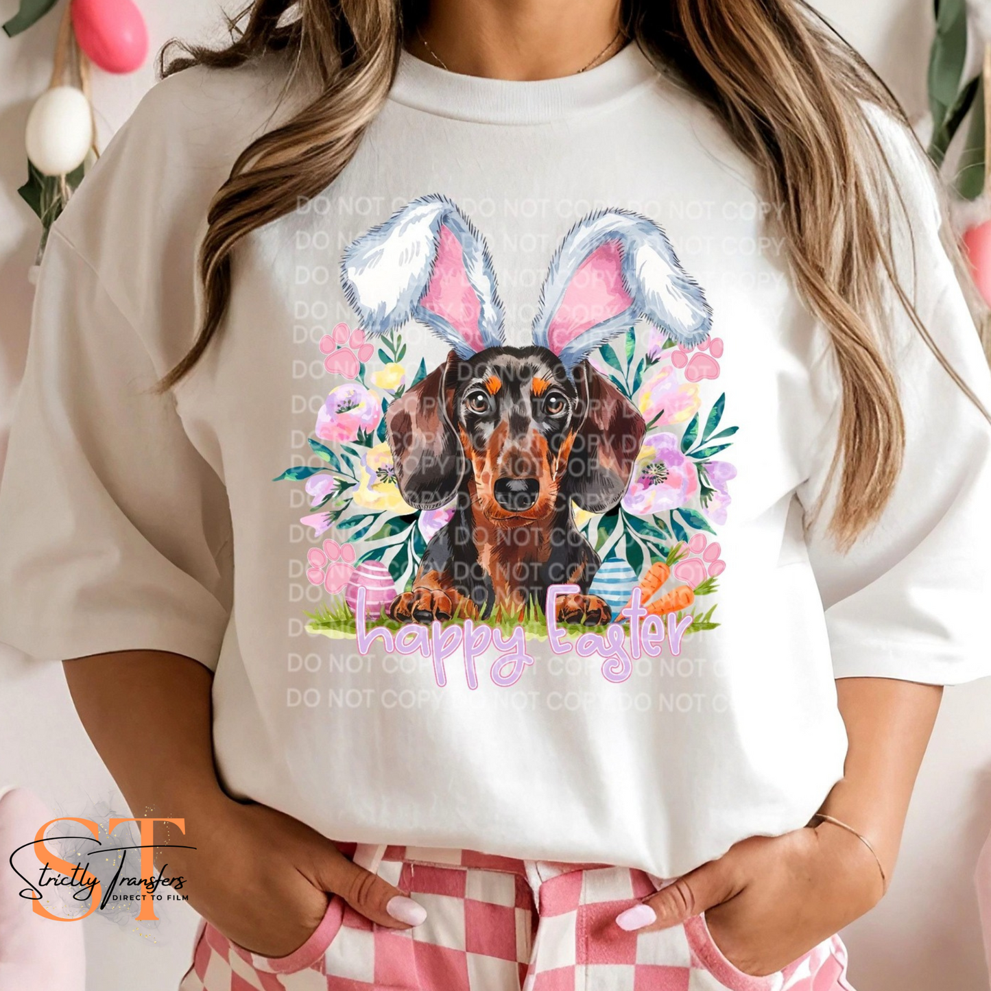 Dachshund Happy Easter Direct to Film Transfers
