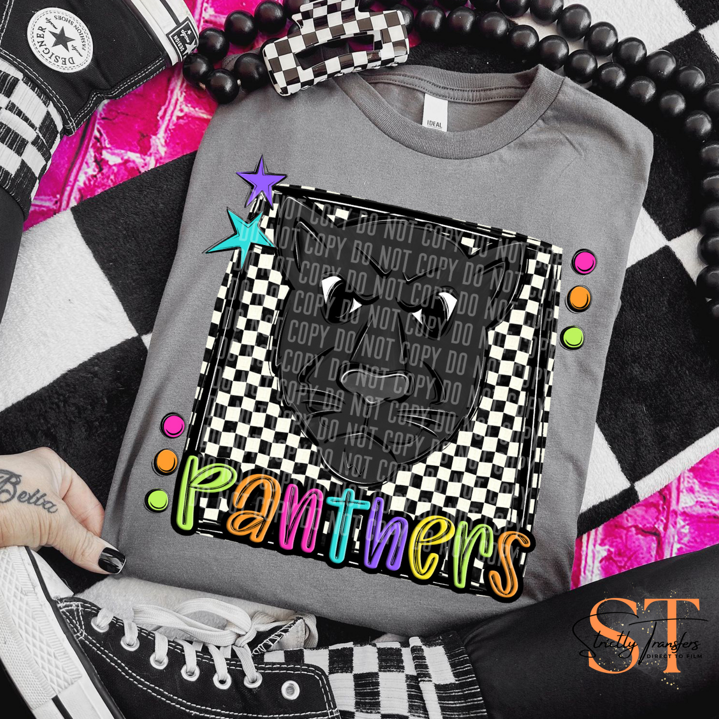 Panthers Preppy Mascot Direct to Film Transfers